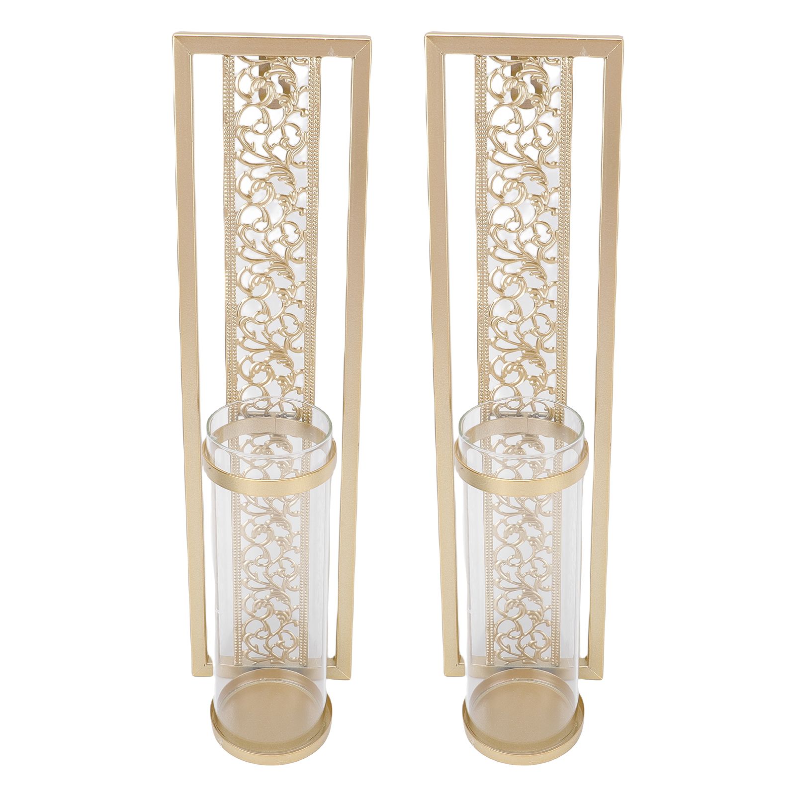 2pcs Wall Candle Holder Vintage Hollowed Candle Holder Metal Wall Art with view 9