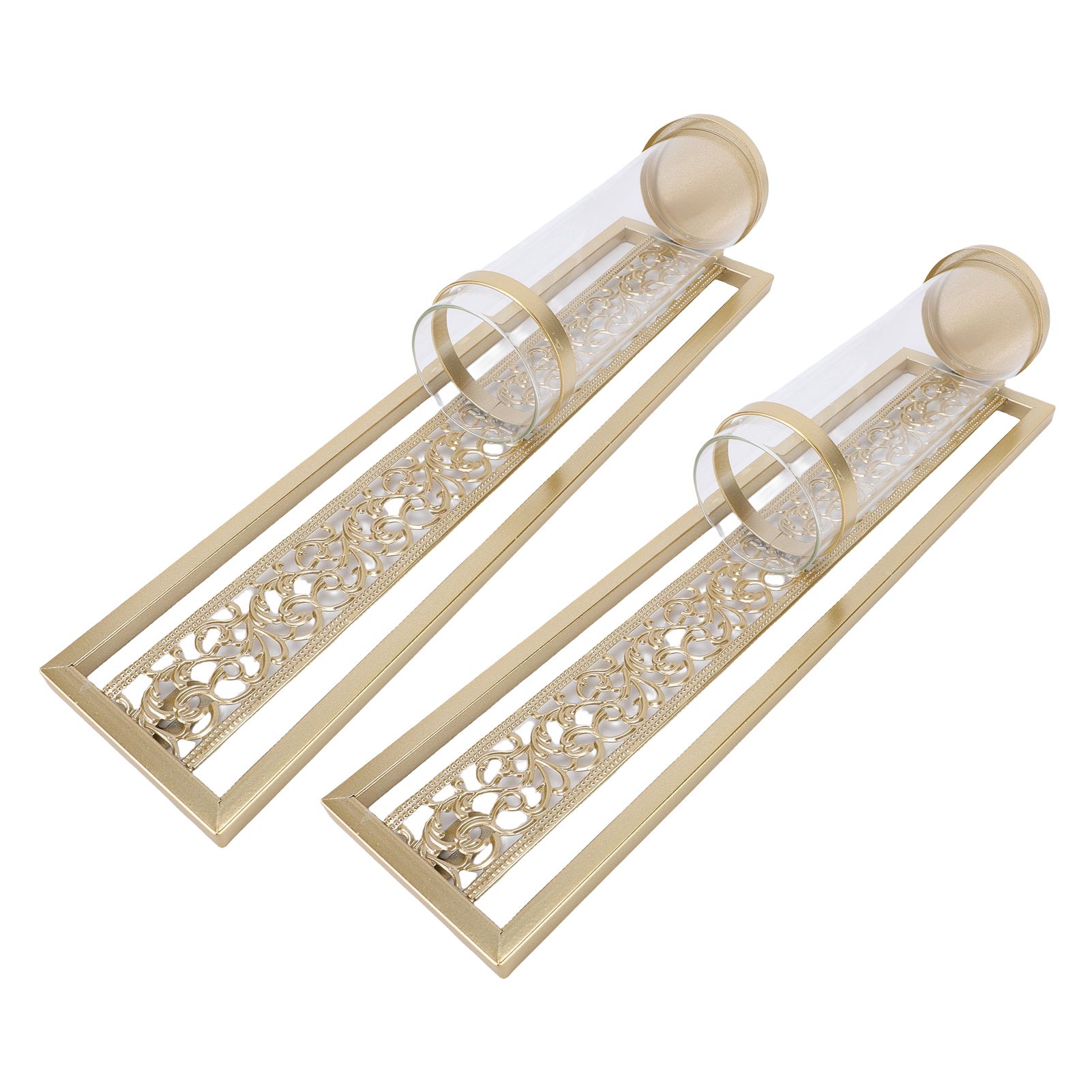 2pcs Wall Candle Holder Vintage Hollowed Candle Holder Metal Wall Art with view 10