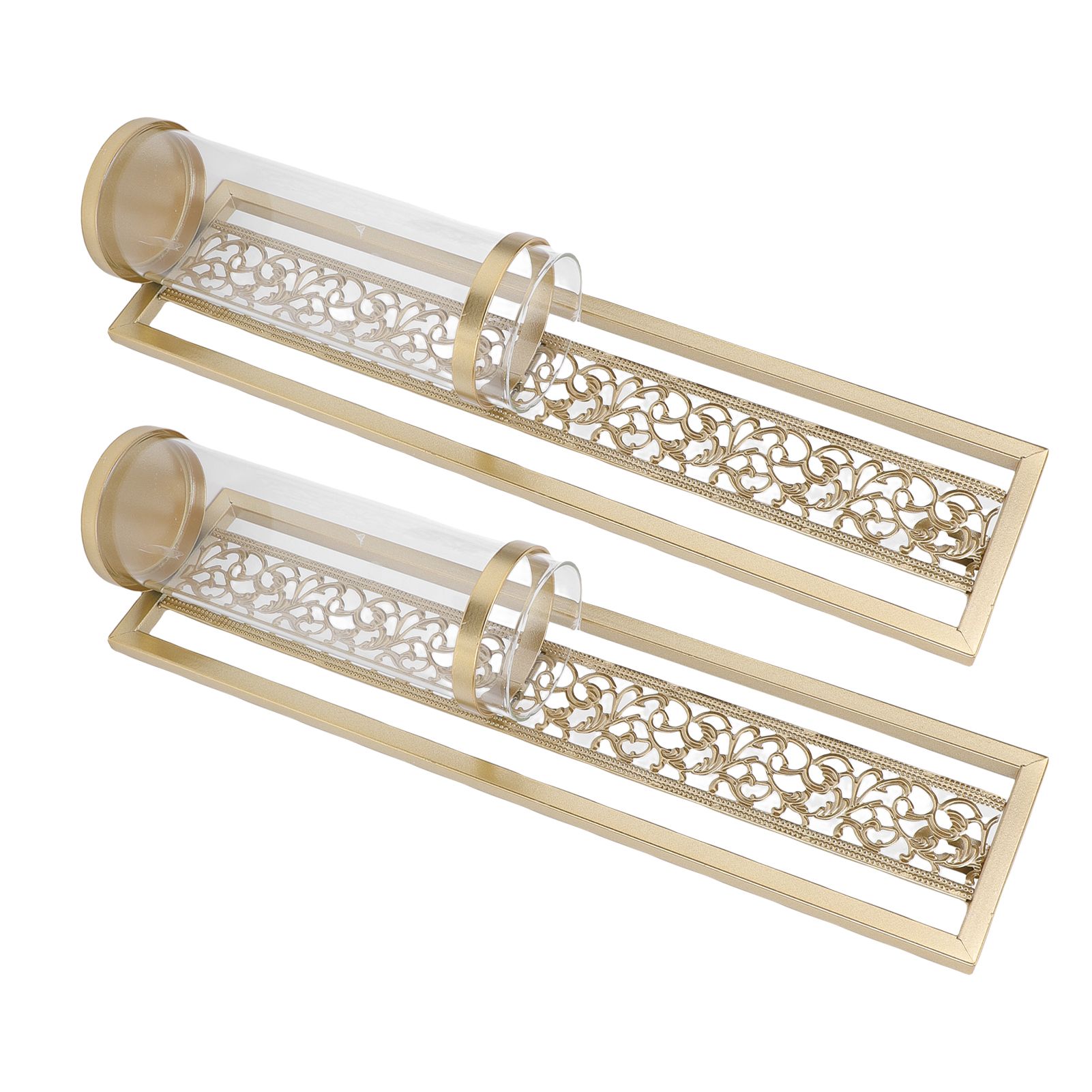 2pcs Wall Candle Holder Vintage Hollowed Candle Holder Metal Wall Art with view 12