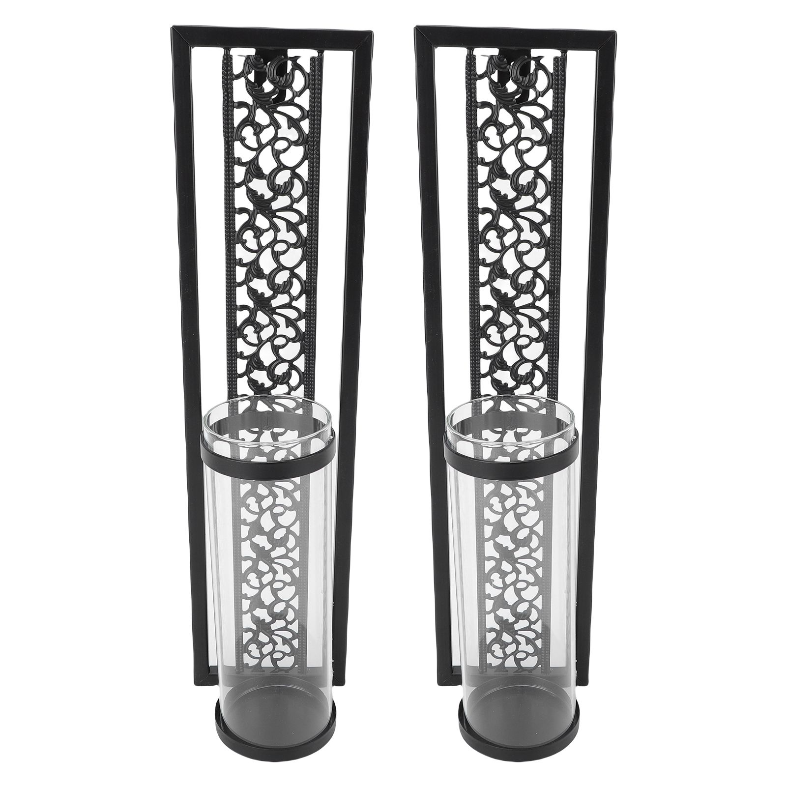 2pcs Wall Candle Holder Vintage Hollowed Candle Holder Metal Wall Art with