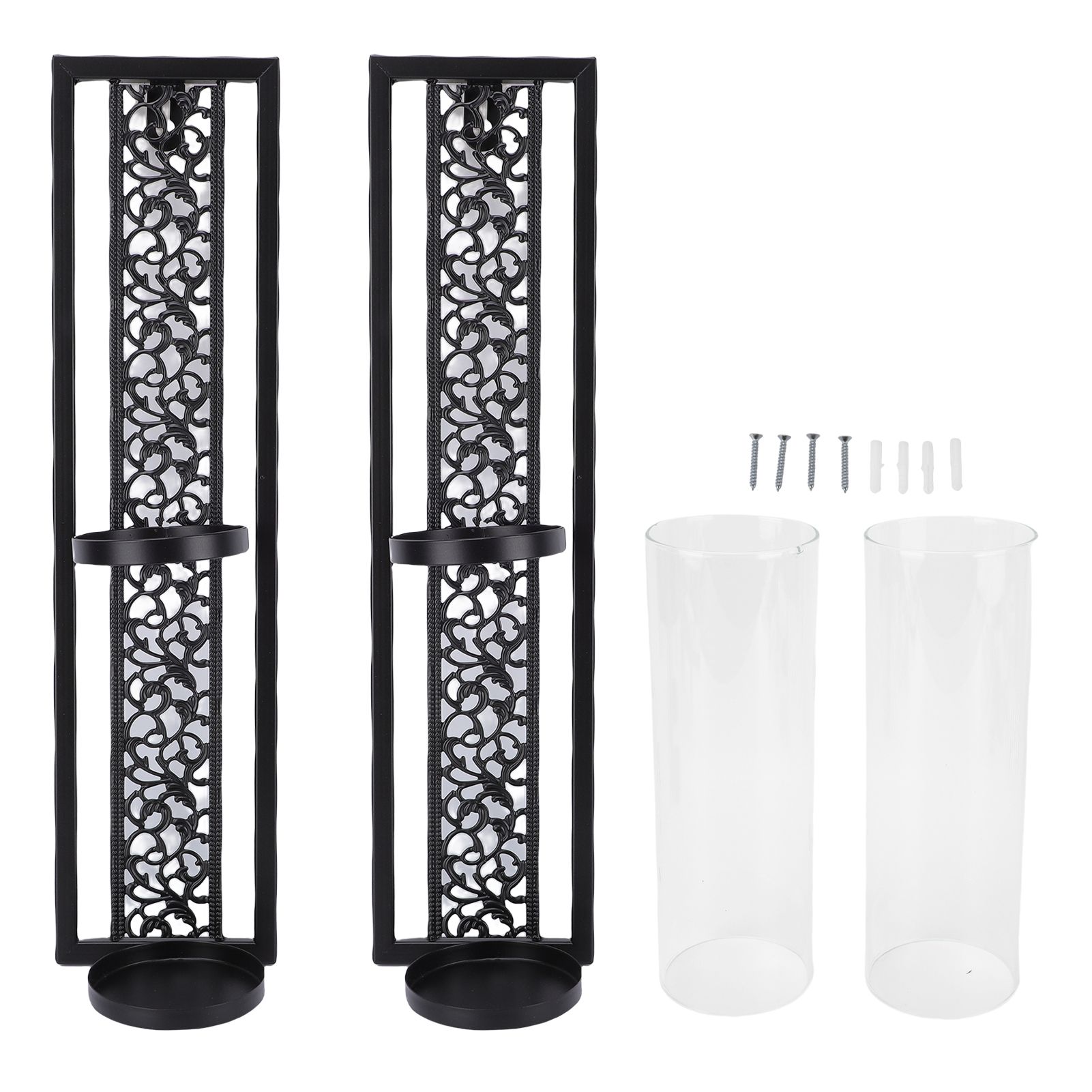 2pcs Wall Candle Holder Vintage Hollowed Candle Holder Metal Wall Art with view 3