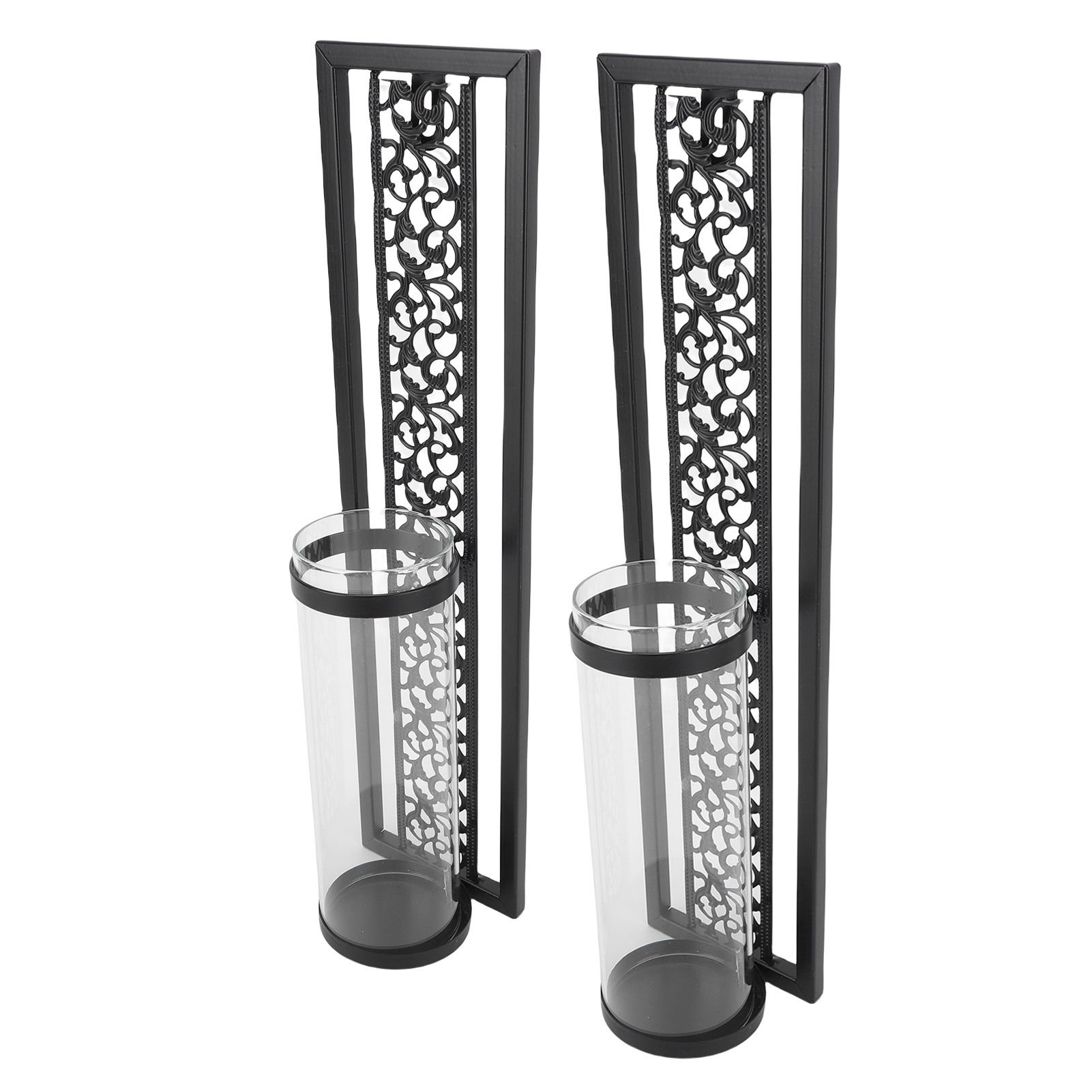 2pcs Wall Candle Holder Vintage Hollowed Candle Holder Metal Wall Art with view 4