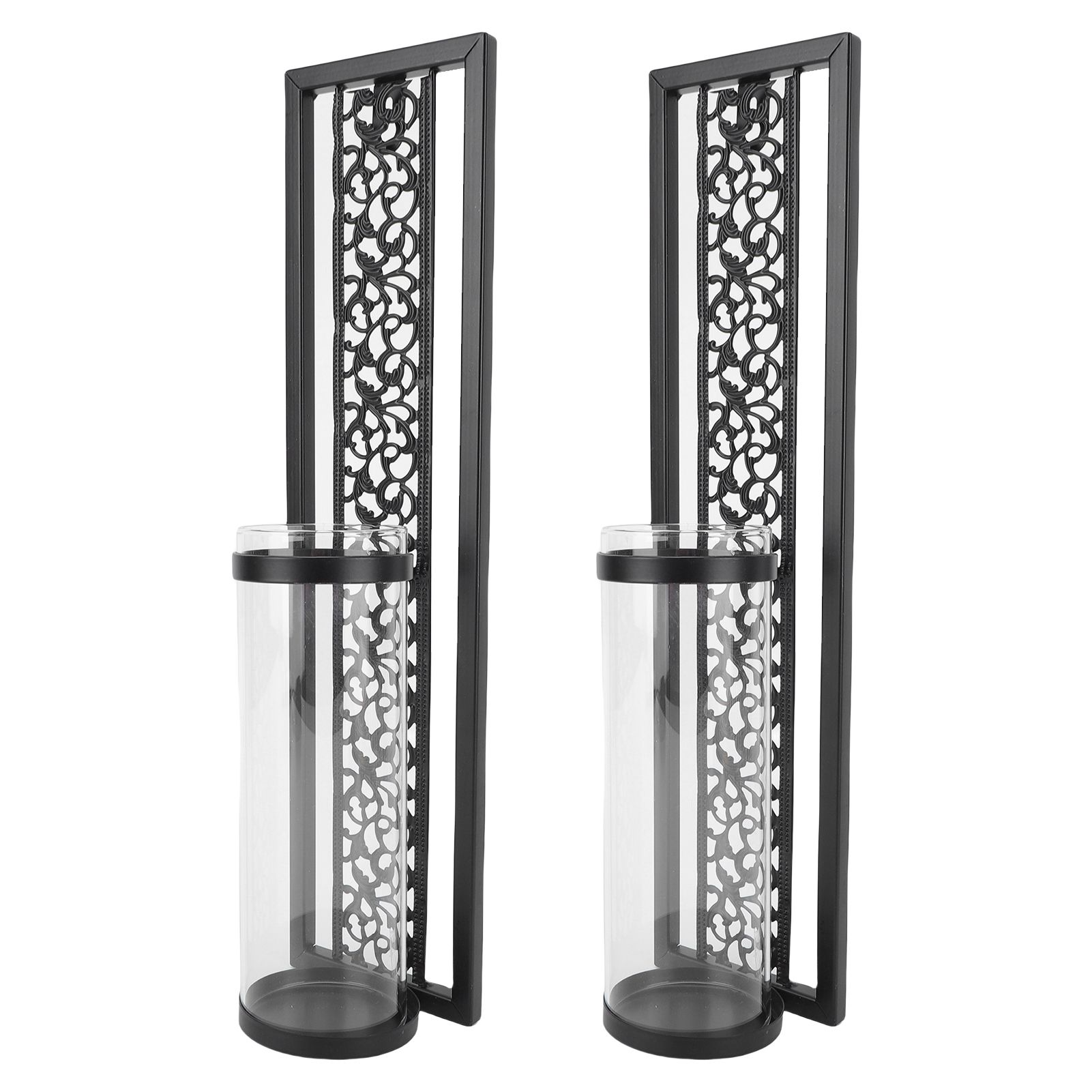 2pcs Wall Candle Holder Vintage Hollowed Candle Holder Metal Wall Art with view 6