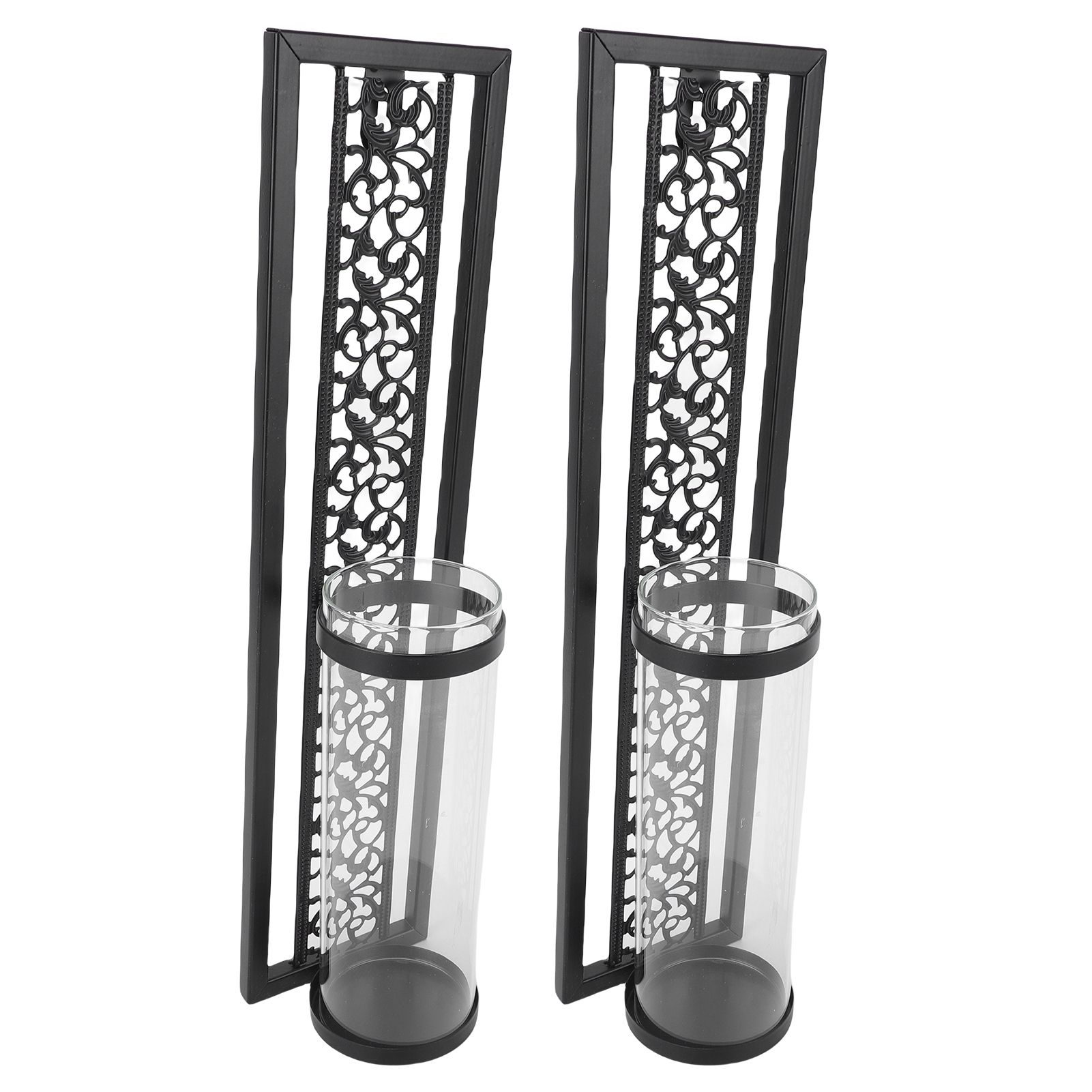 2pcs Wall Candle Holder Vintage Hollowed Candle Holder Metal Wall Art with view 8