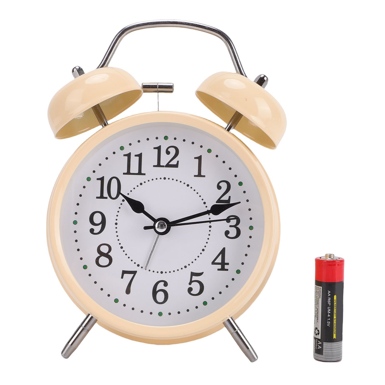 Metal Bell Alarm Clock with Night Light Silent Movement Wake Up Desktop Clock view 3