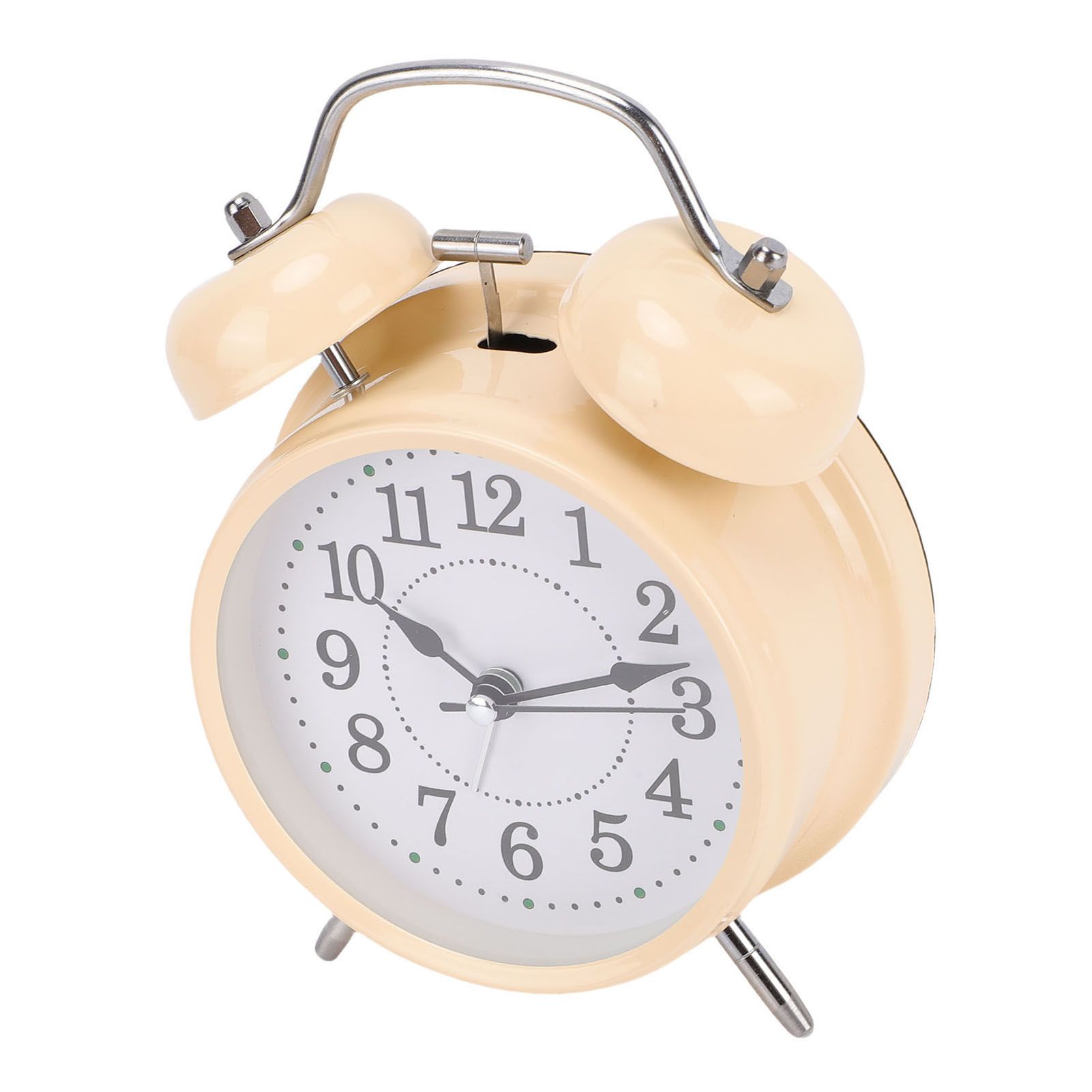 Metal Bell Alarm Clock with Night Light Silent Movement Wake Up Desktop Clock view 12