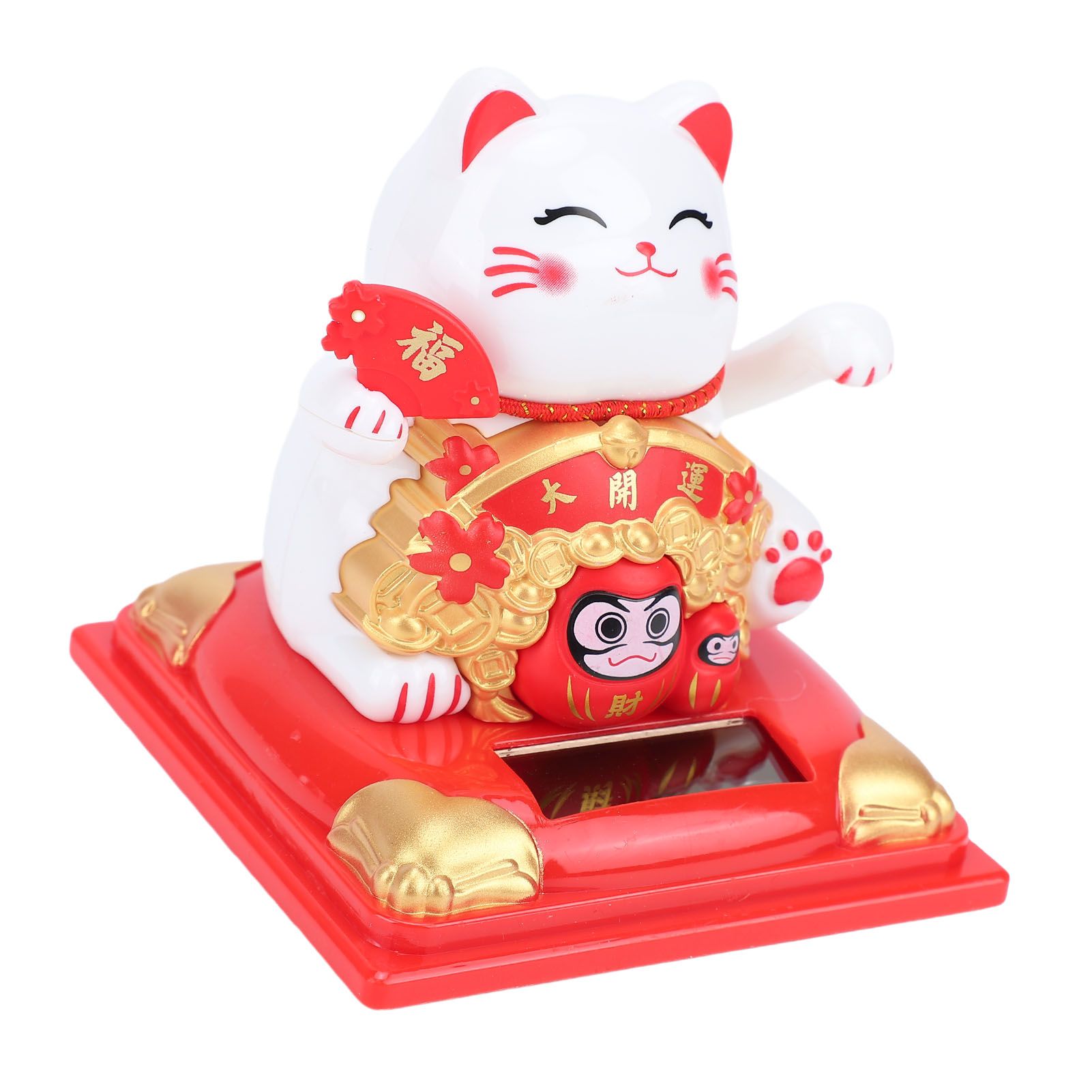 Lucky Cat Waving Arm Solar Powered Light Sensor Wealth Welcoming Fortune Cat view 4