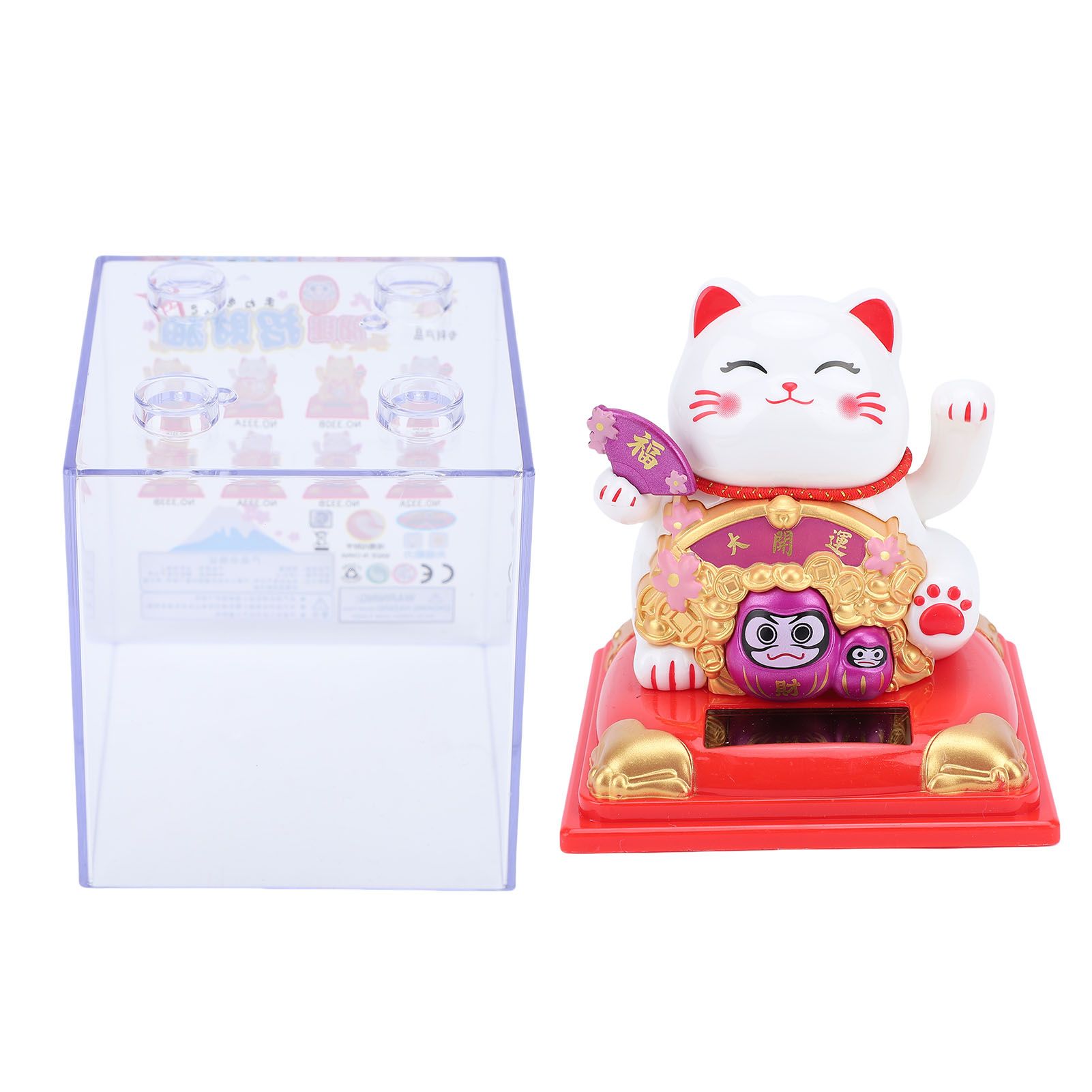 Lucky Cat Waving Arm Solar Powered Light Sensor Wealth Welcoming Fortune Cat view 3