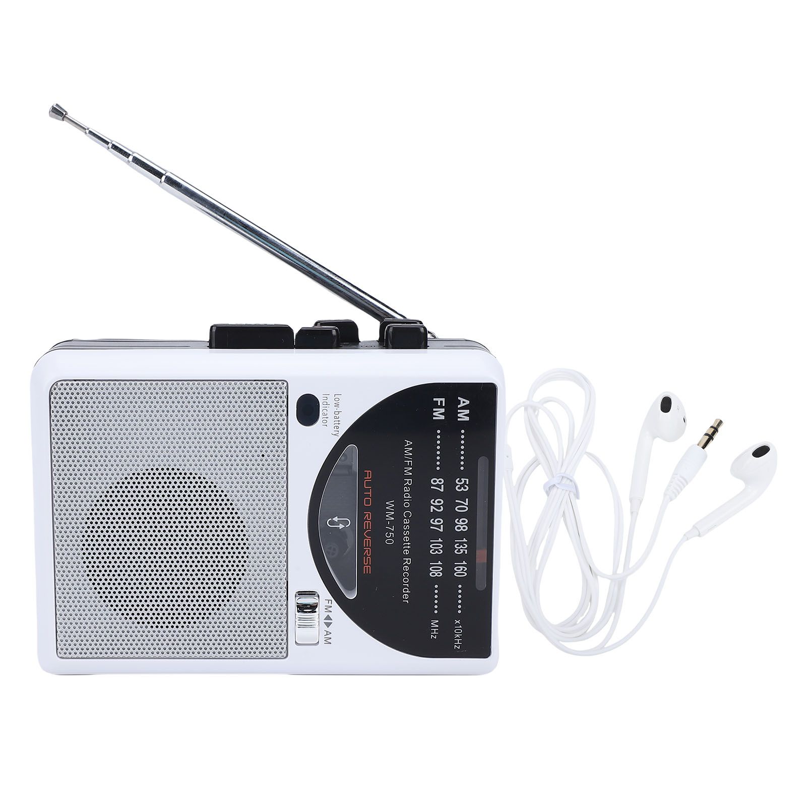 Retro Cassette Recorder AM FM Radio Portable Tape Player Built in Large view 3
