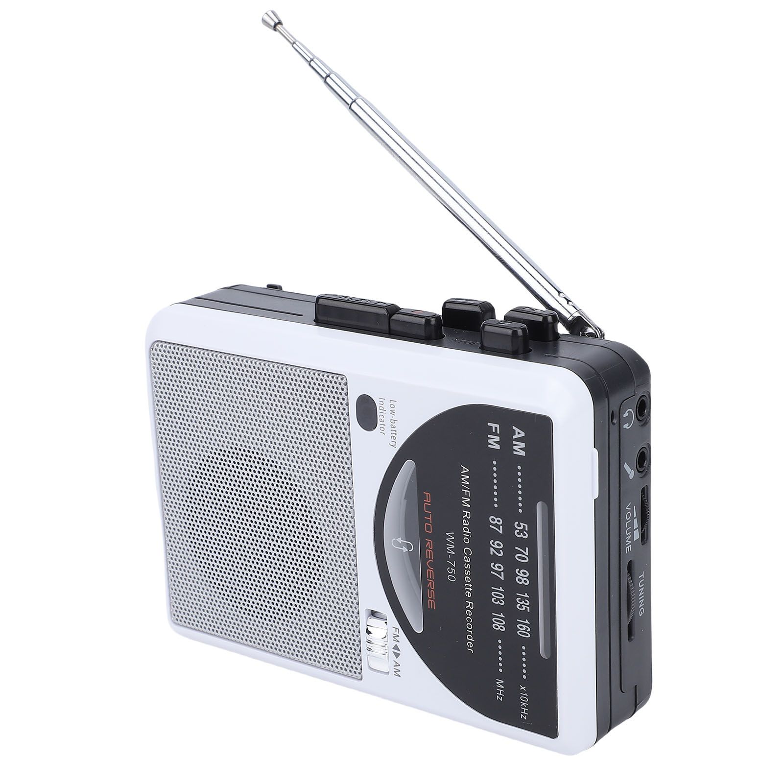 Retro Cassette Recorder AM FM Radio Portable Tape Player Built in Large view 12