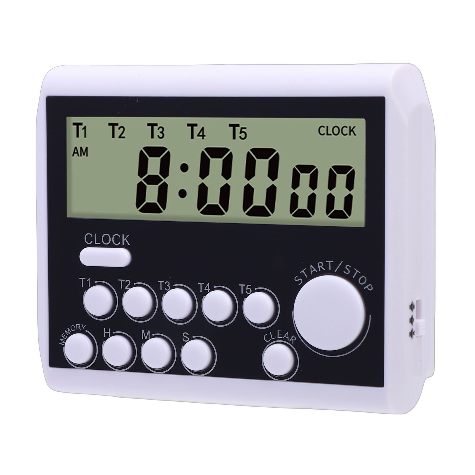 Digital Timer Battery Powered 5 Channels Digital Kitchen Timer with Clock for