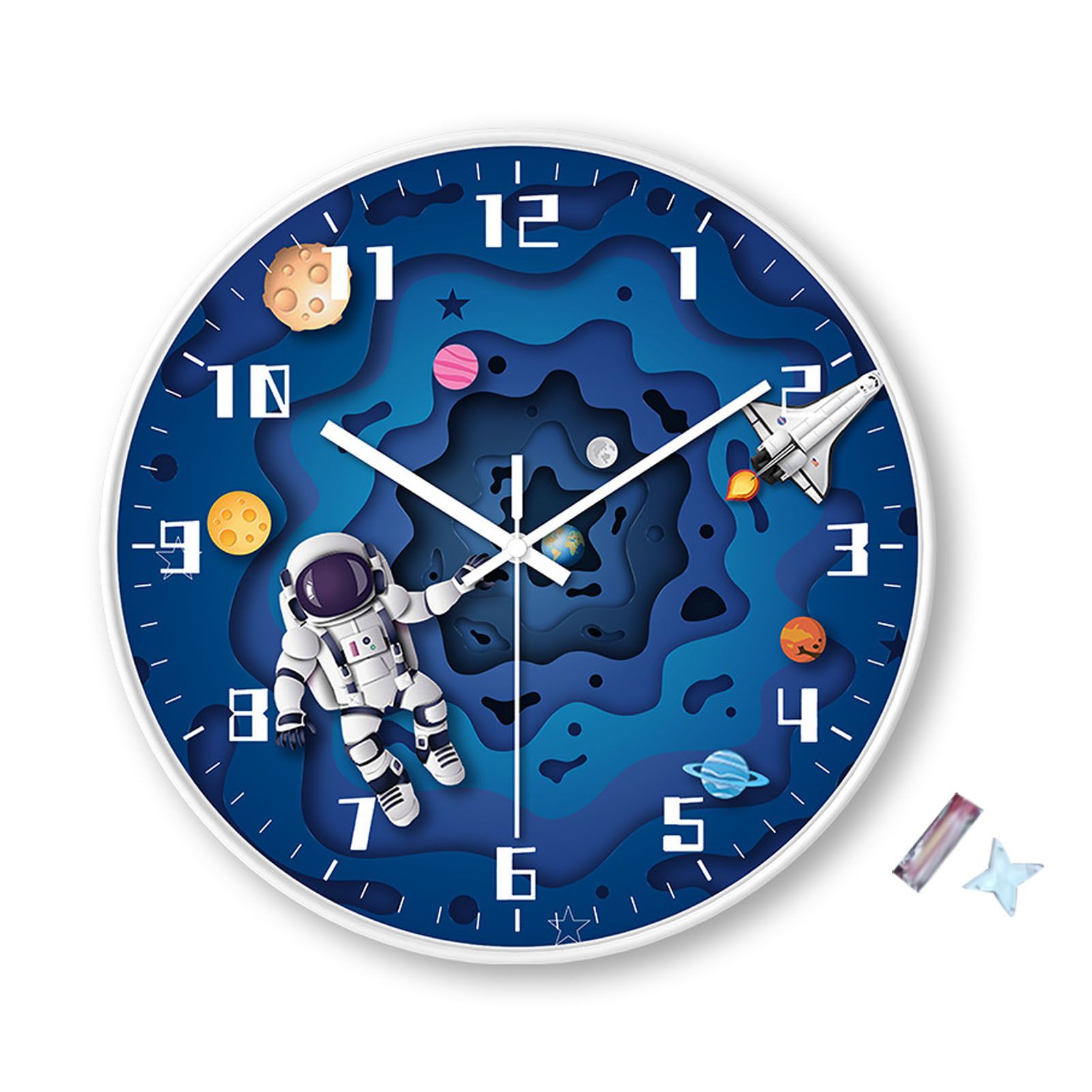 8 Inch Silent Wall Clock PP Battery Operated Kids Wall Clock Space Theme Decor view 3
