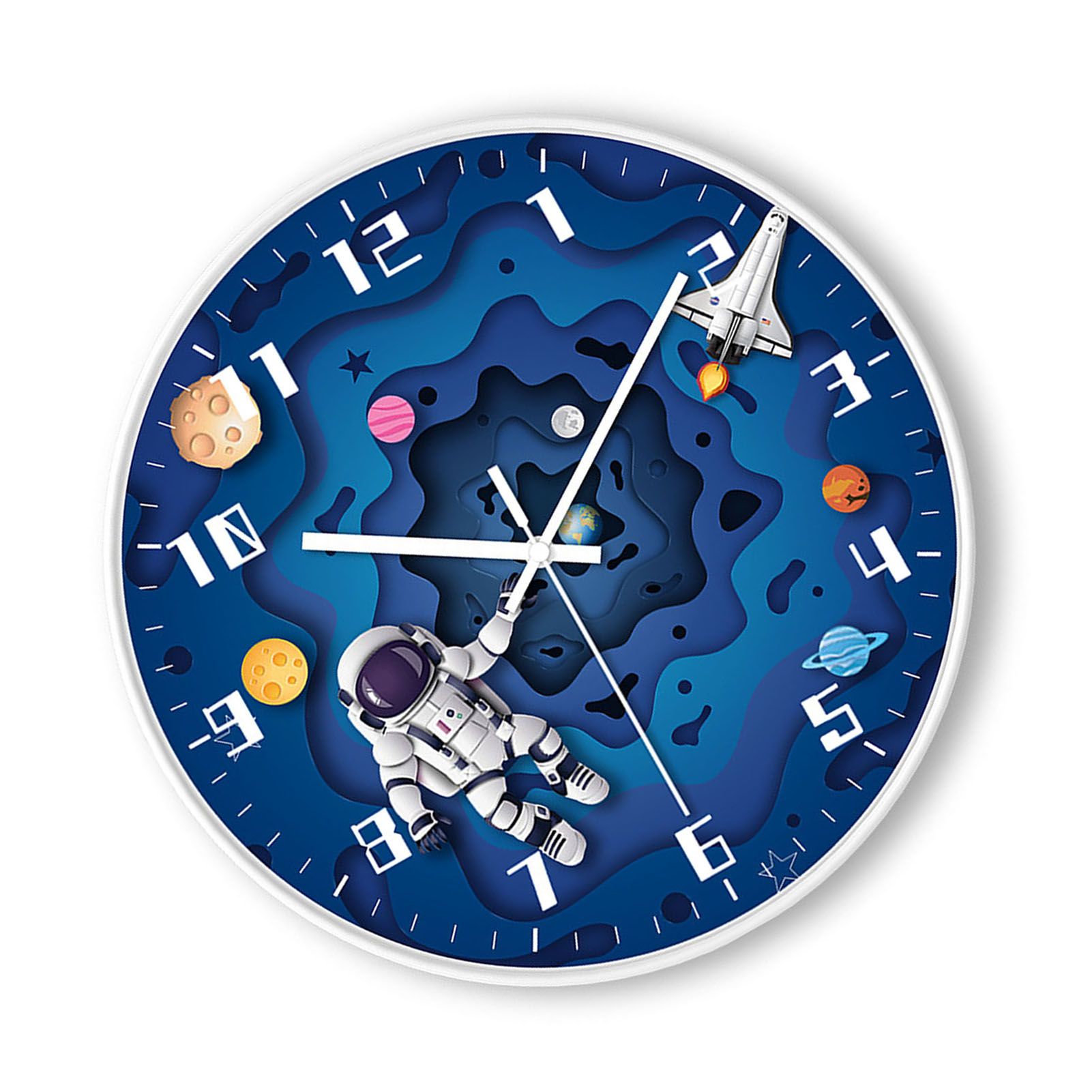8 Inch Silent Wall Clock PP Battery Operated Kids Wall Clock Space Theme Decor view 4
