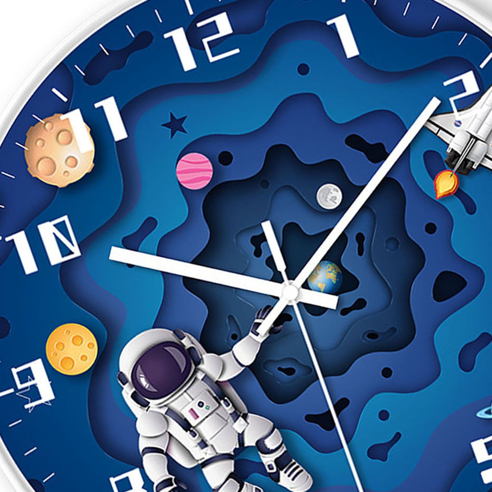 8 Inch Silent Wall Clock PP Battery Operated Kids Wall Clock Space Theme Decor view 5