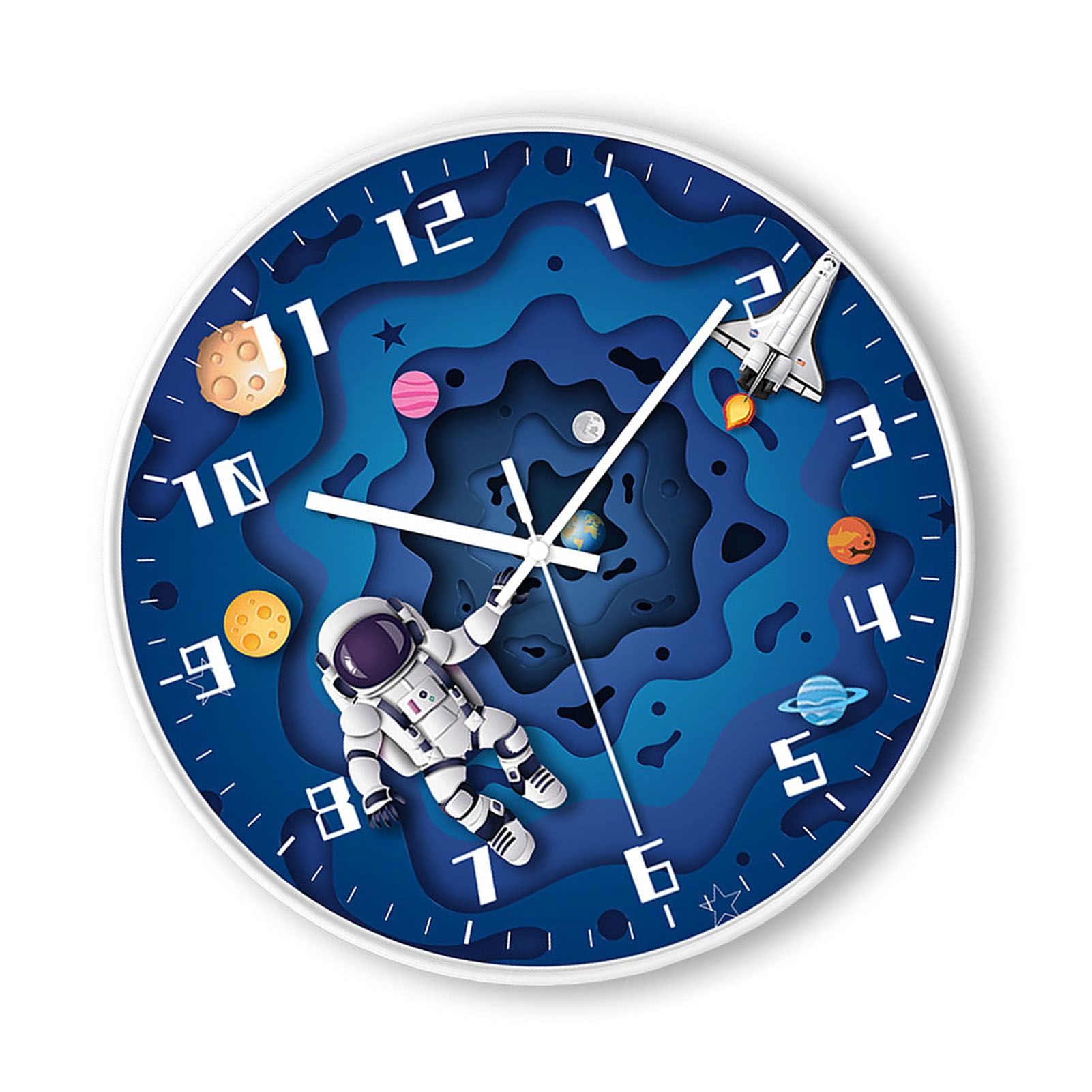 8 Inch Silent Wall Clock PP Battery Operated Kids Wall Clock Space Theme Decor view 6