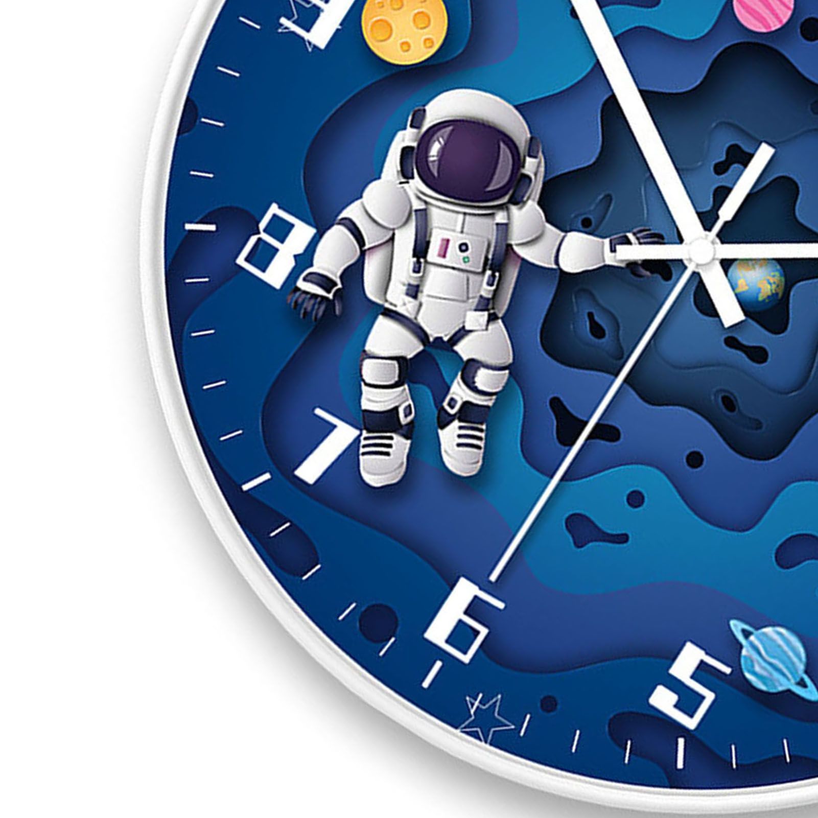 8 Inch Silent Wall Clock PP Battery Operated Kids Wall Clock Space Theme Decor view 7