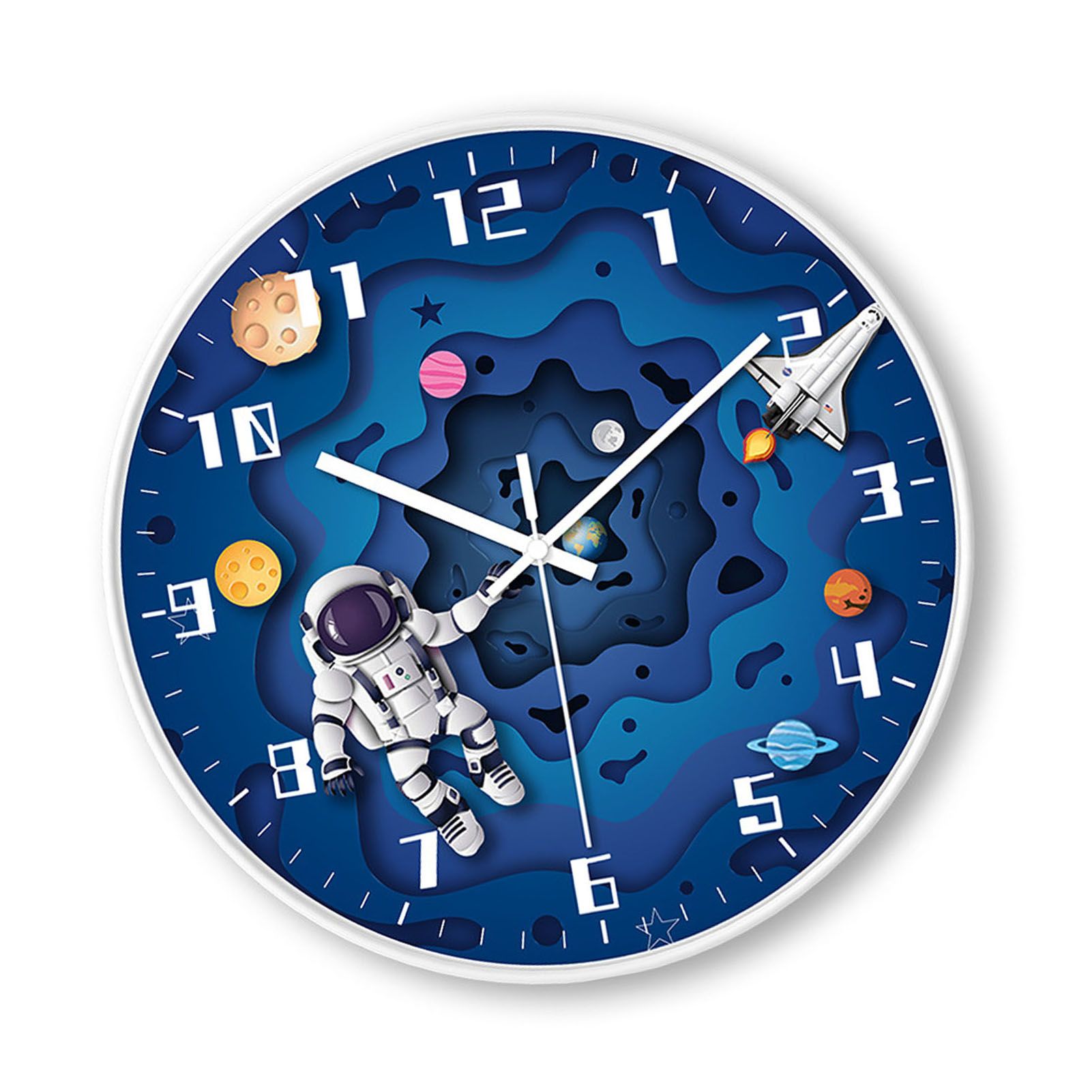 8 Inch Silent Wall Clock PP Battery Operated Kids Wall Clock Space Theme Decor view 8