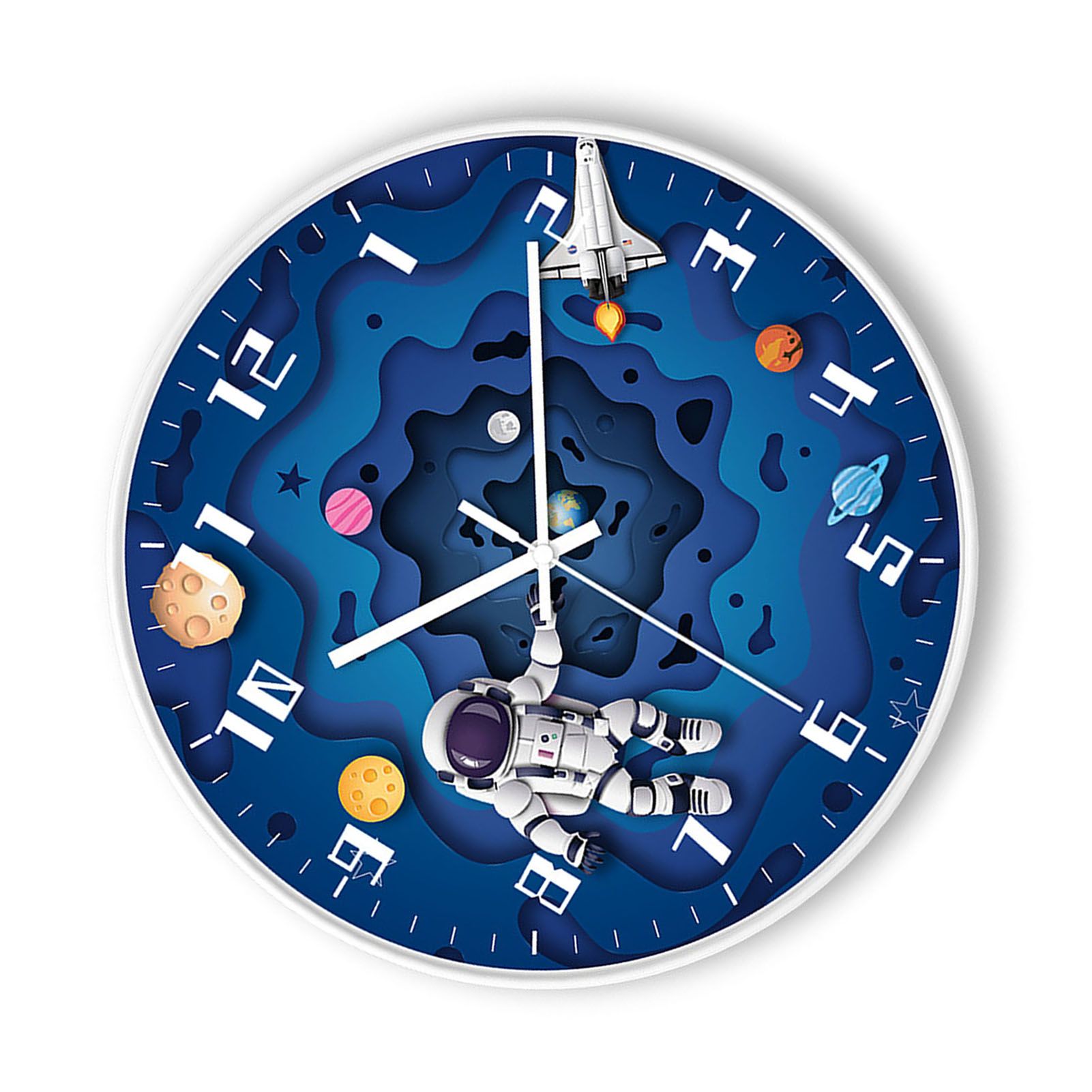 8 Inch Silent Wall Clock PP Battery Operated Kids Wall Clock Space Theme Decor view 10