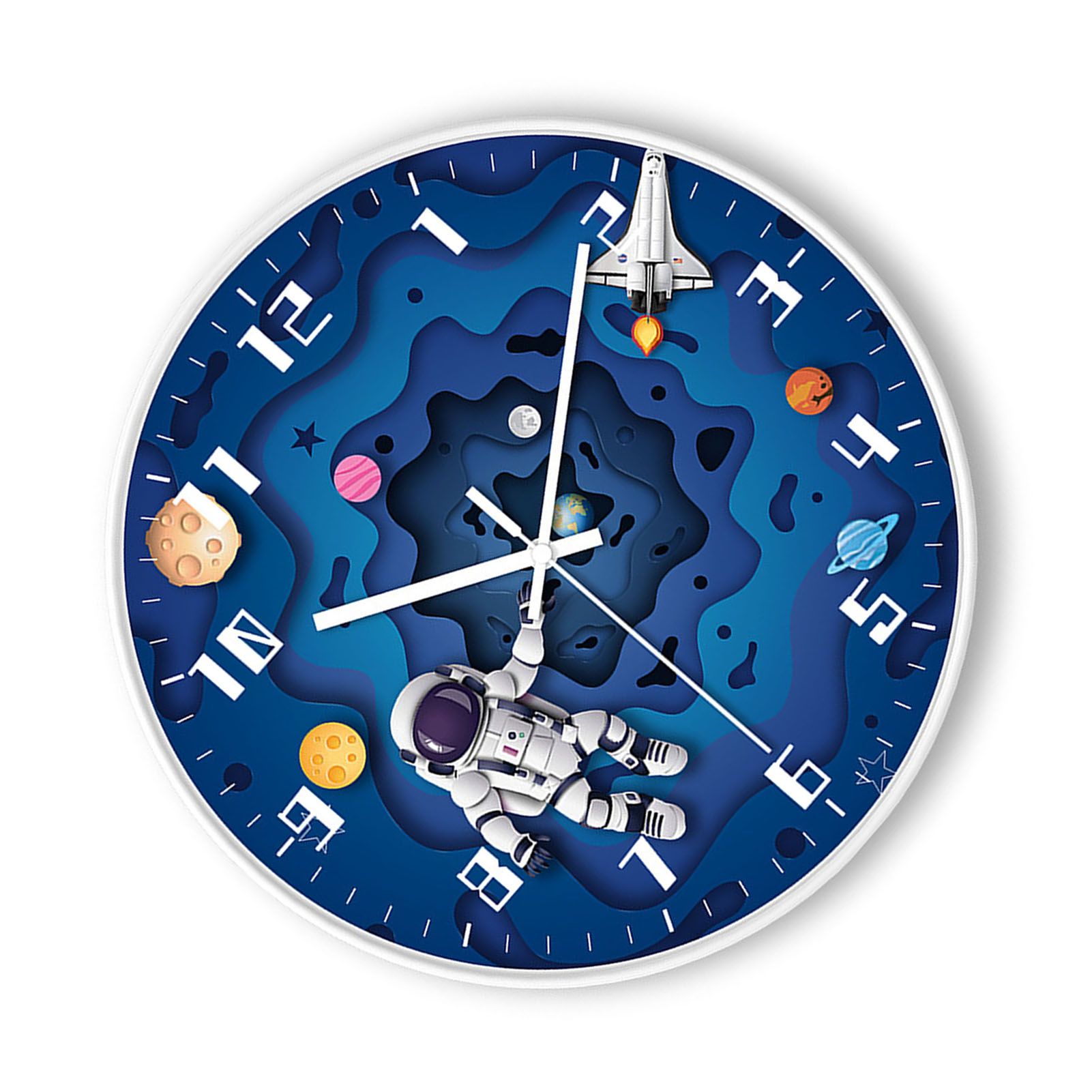 8 Inch Silent Wall Clock PP Battery Operated Kids Wall Clock Space Theme Decor view 11