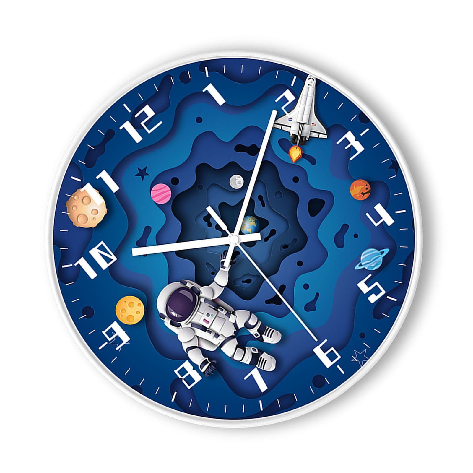 8 Inch Silent Wall Clock PP Battery Operated Kids Wall Clock Space Theme Decor view 12
