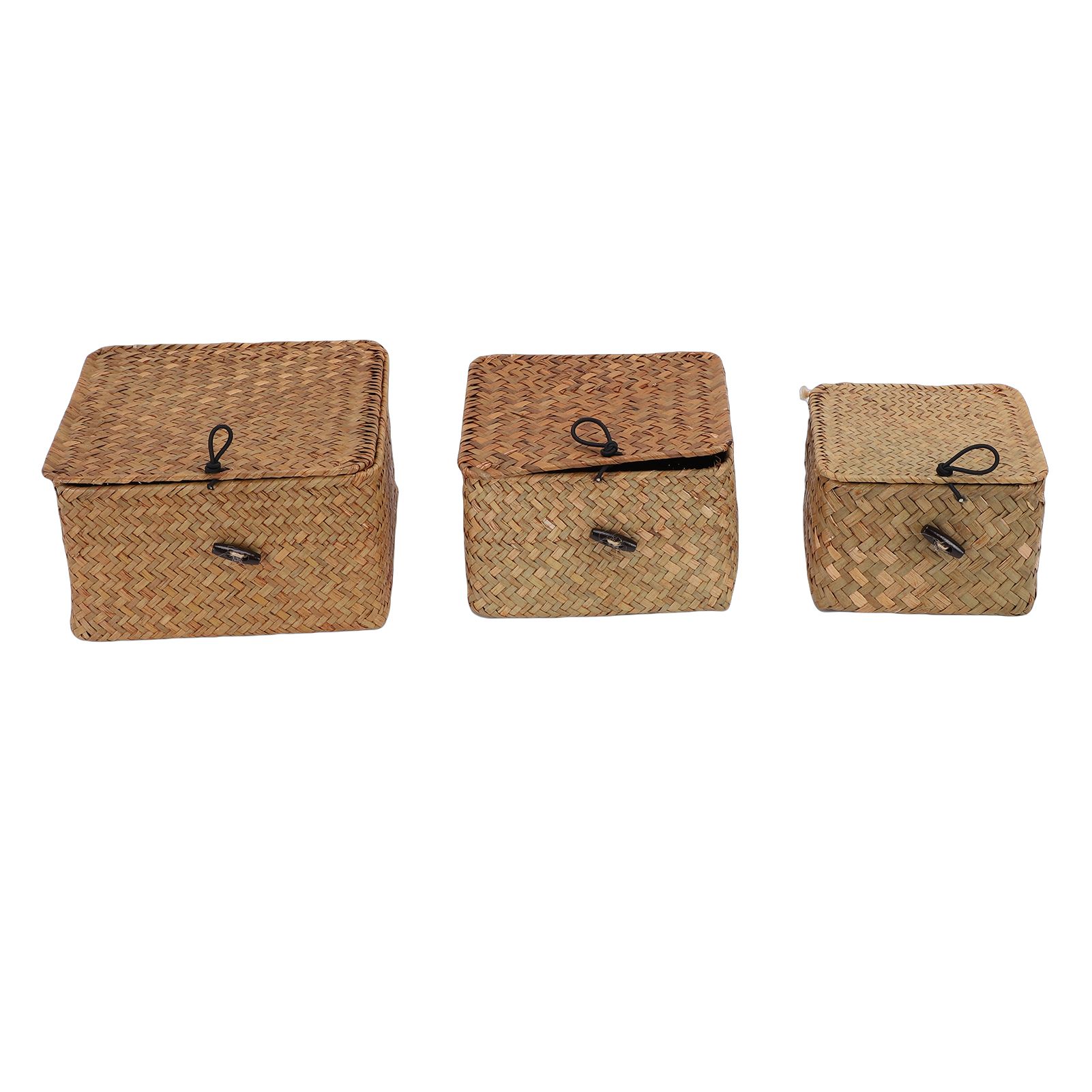3 Pcs Hand Woven Storage Box Stationery Snacks Jewelry Storage Woven Basket view 6