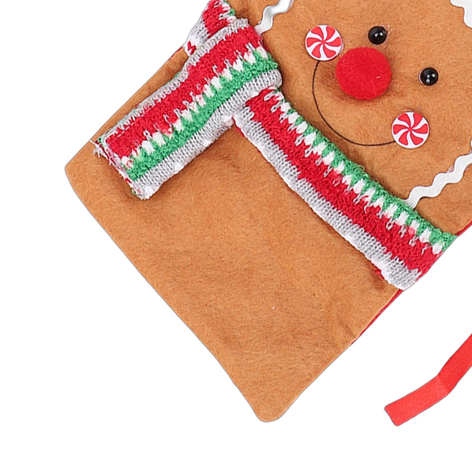 2pcs Xmas Wine Bottle Cover with Bow Scarf Fabric Gingerbread Man Wine Bottle view 5