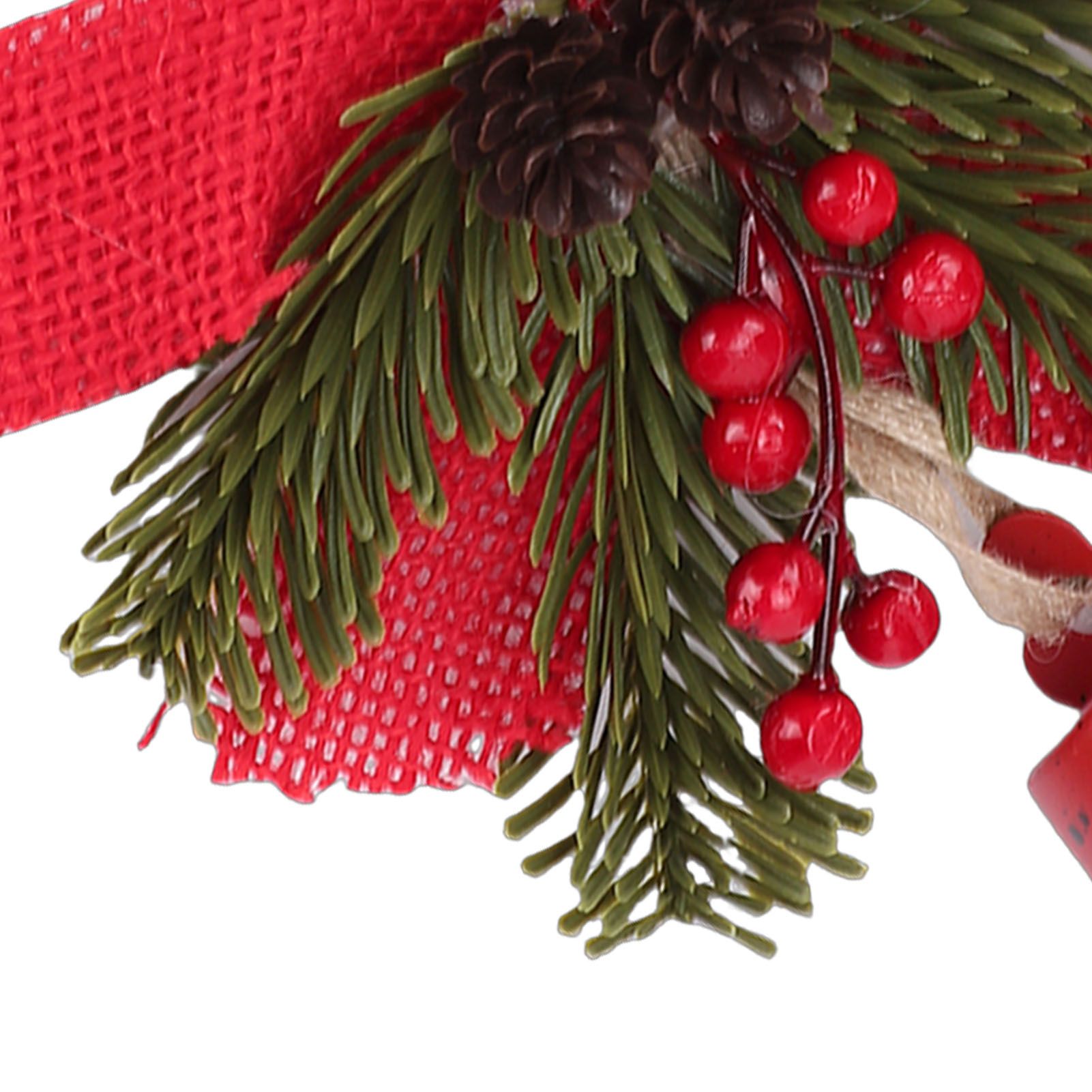 Xmas Bell Hanging Ornament Vintage Xmas Bell Decoration with Bow Pine Cone Red view 2