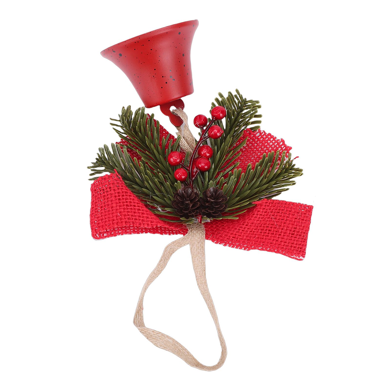Xmas Bell Hanging Ornament Vintage Xmas Bell Decoration with Bow Pine Cone Red view 8