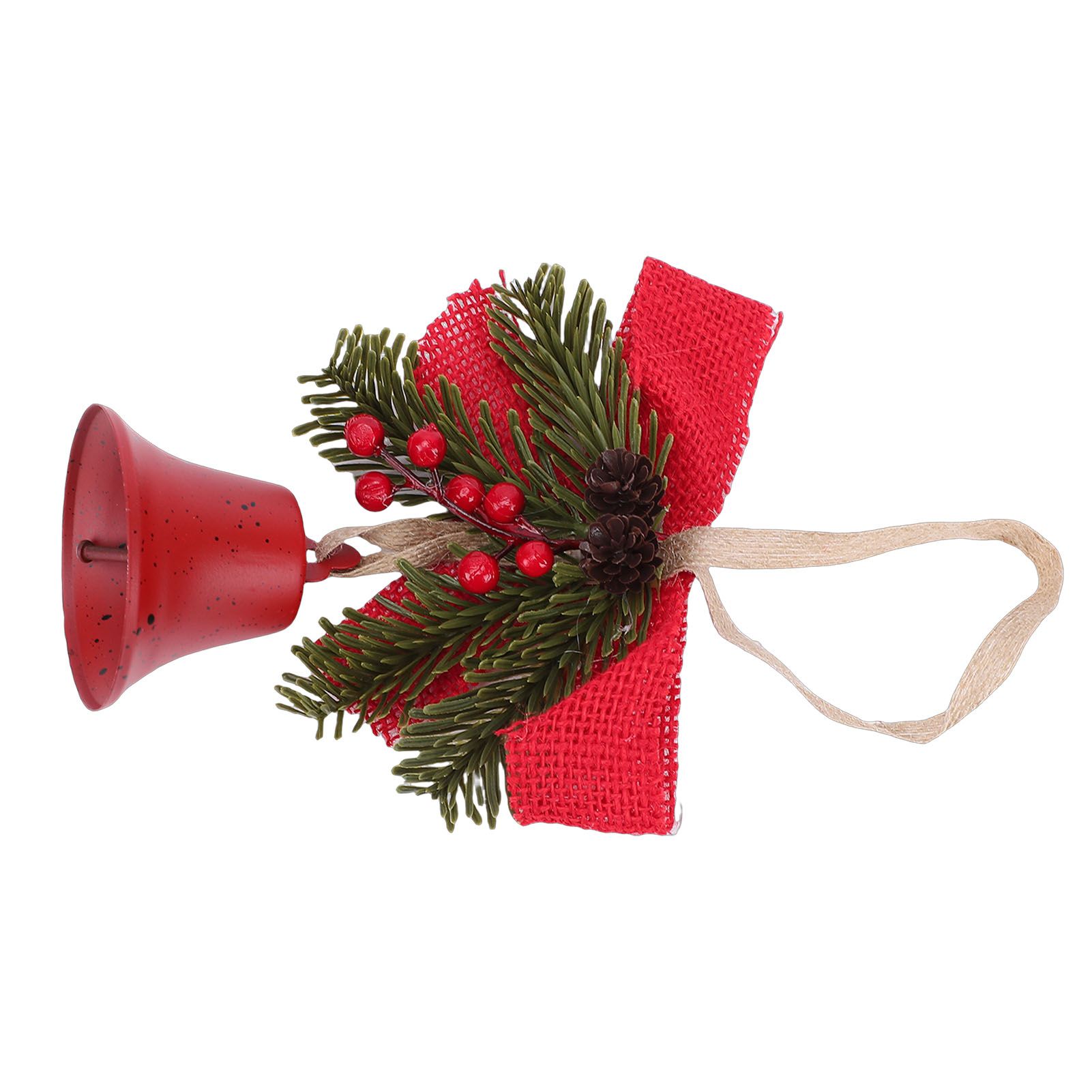 Xmas Bell Hanging Ornament Vintage Xmas Bell Decoration with Bow Pine Cone Red view 9