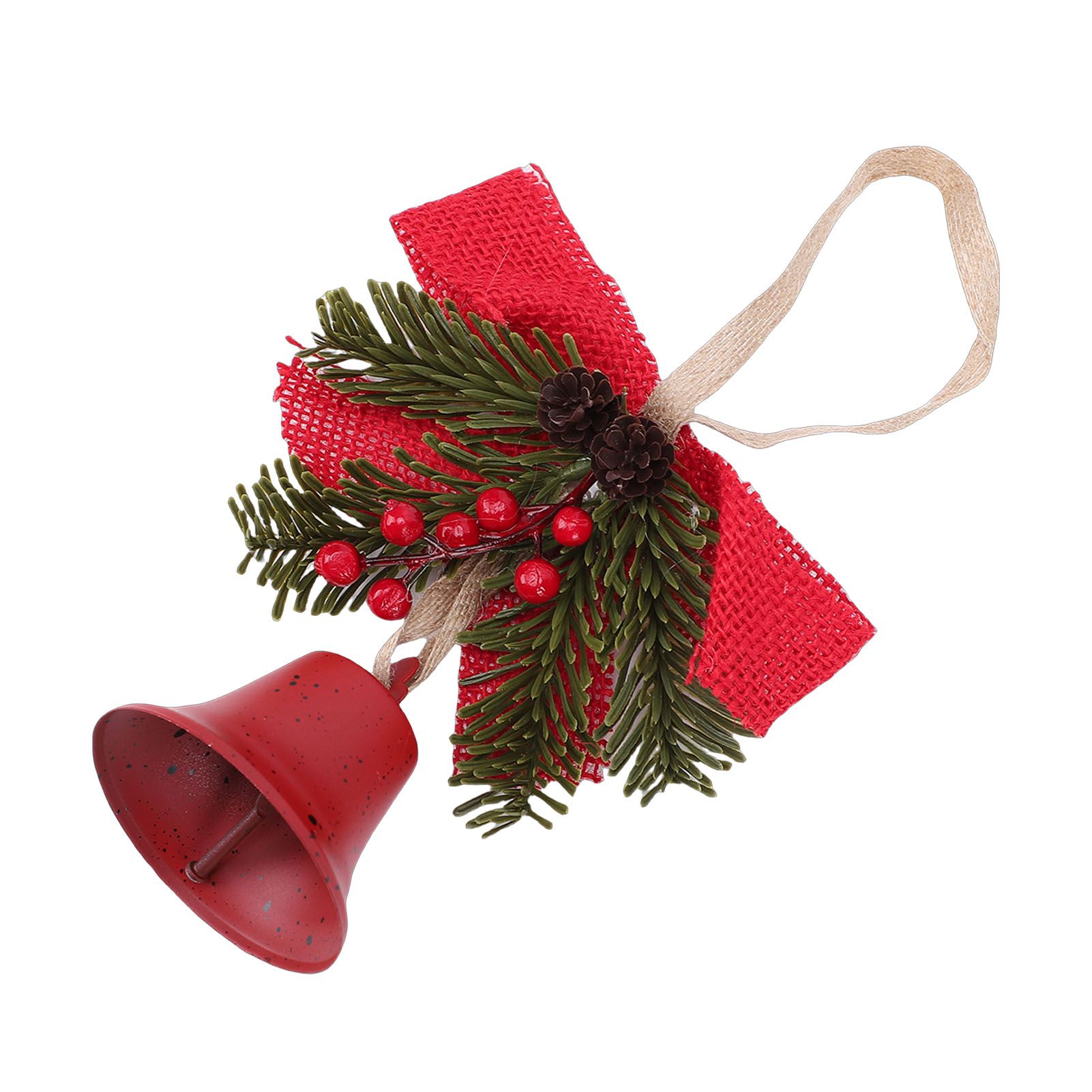 Xmas Bell Hanging Ornament Vintage Xmas Bell Decoration with Bow Pine Cone Red view 10
