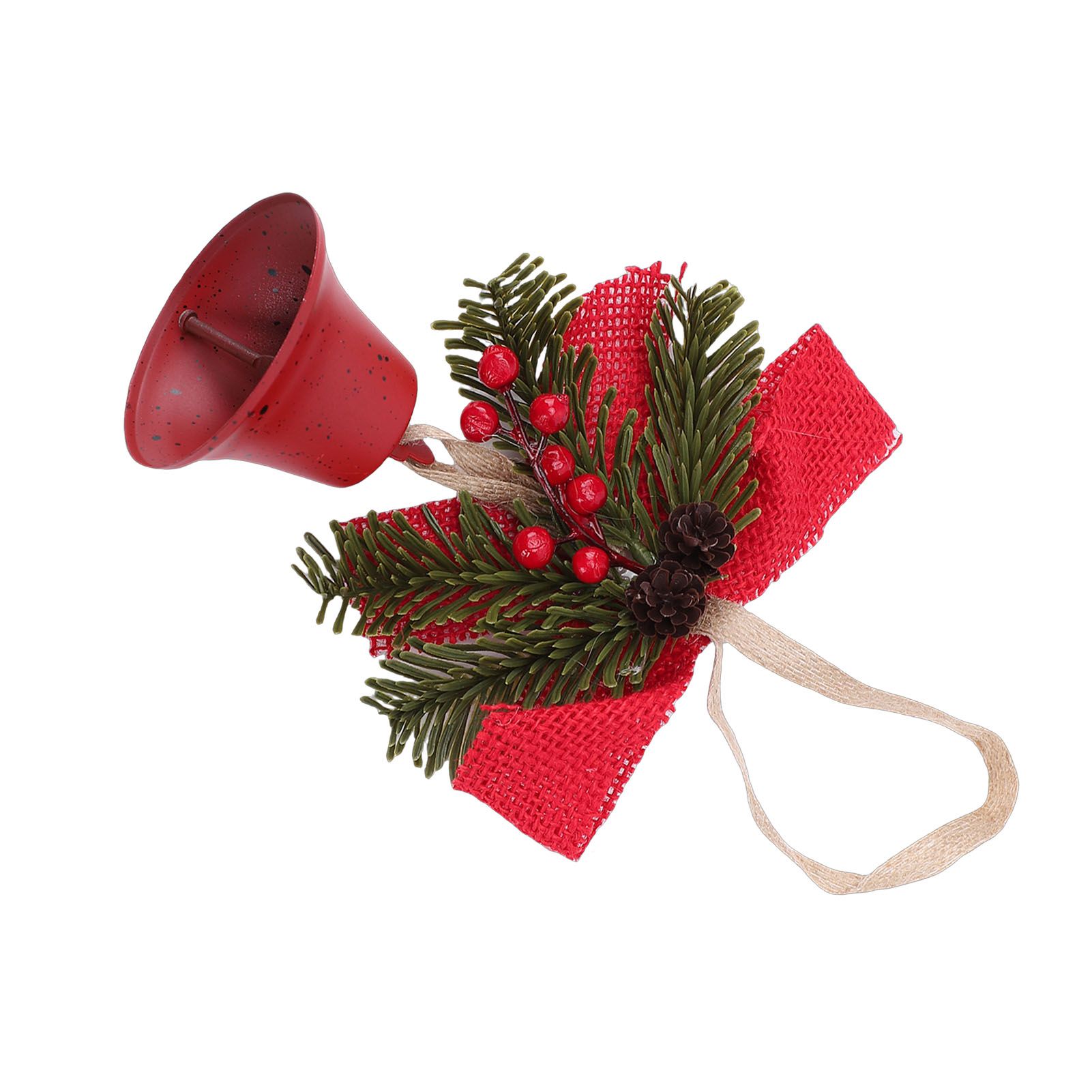 Xmas Bell Hanging Ornament Vintage Xmas Bell Decoration with Bow Pine Cone Red view 11