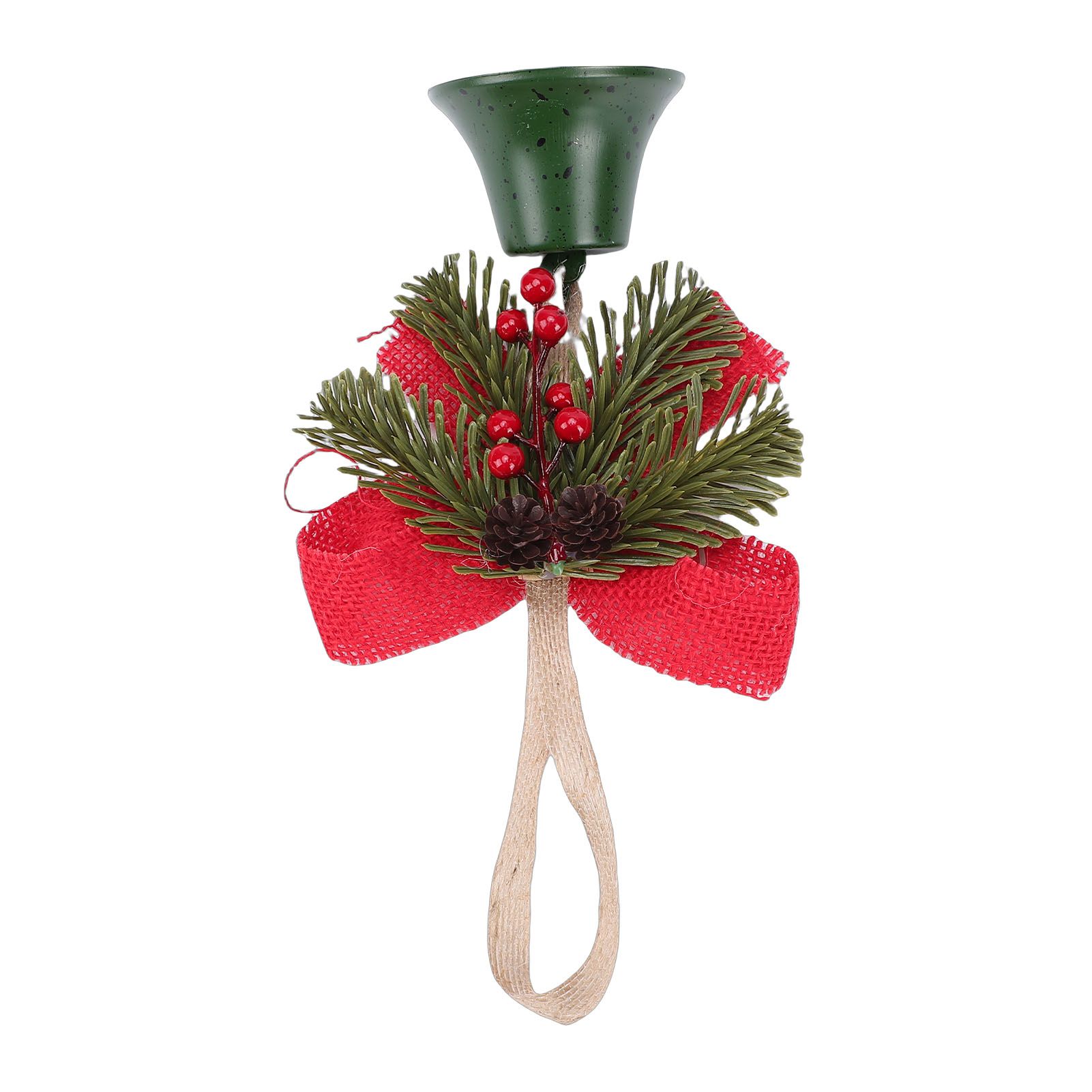 Xmas Bell Hanging Ornament Vintage Xmas Bell Decoration with Bow Pine Cone Red — image 1