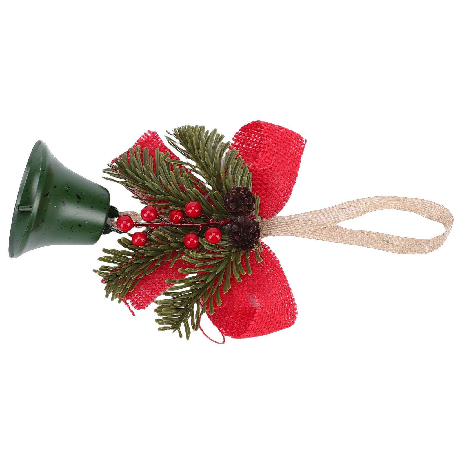 Xmas Bell Hanging Ornament Vintage Xmas Bell Decoration with Bow Pine Cone Red view 4