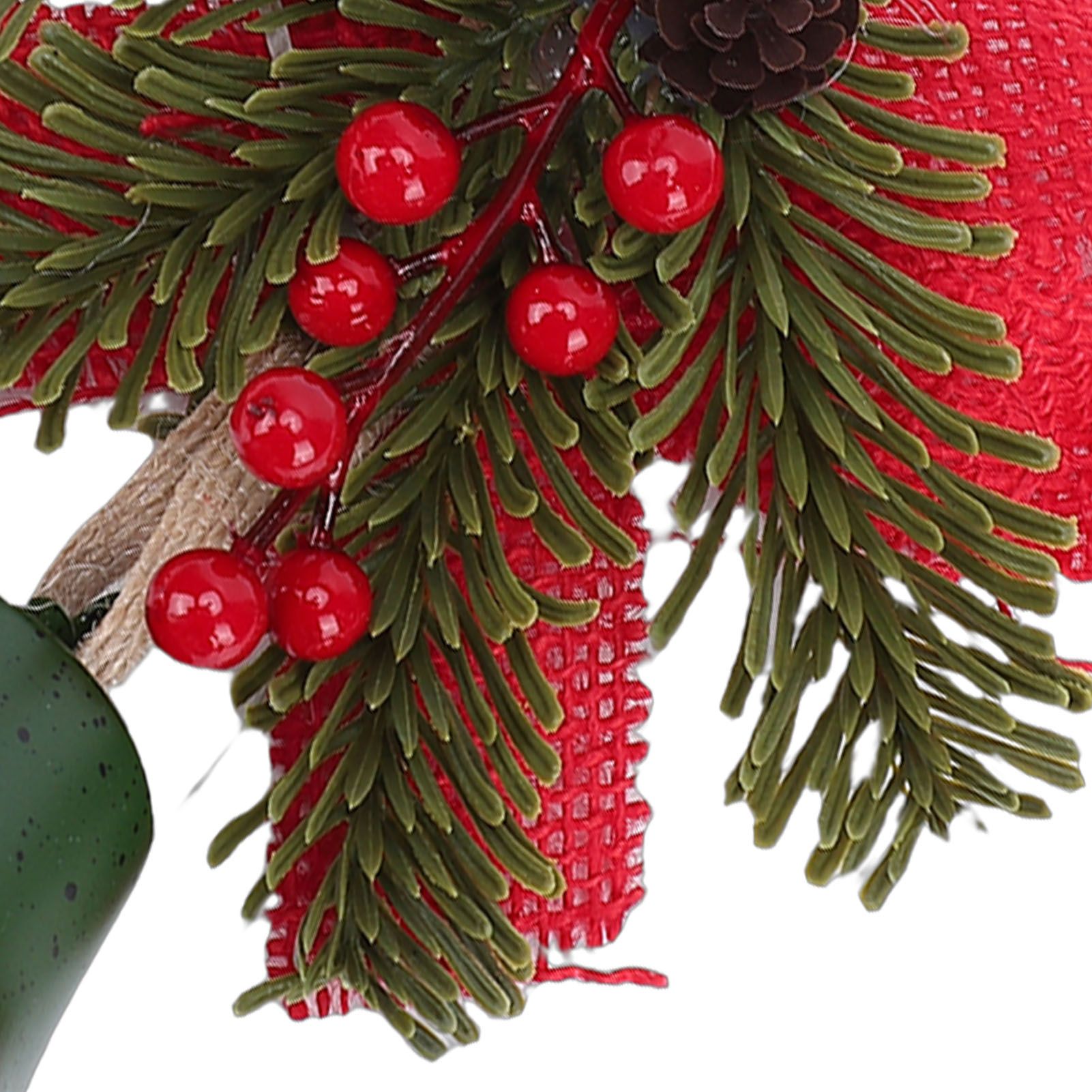 Xmas Bell Hanging Ornament Vintage Xmas Bell Decoration with Bow Pine Cone Red view 7