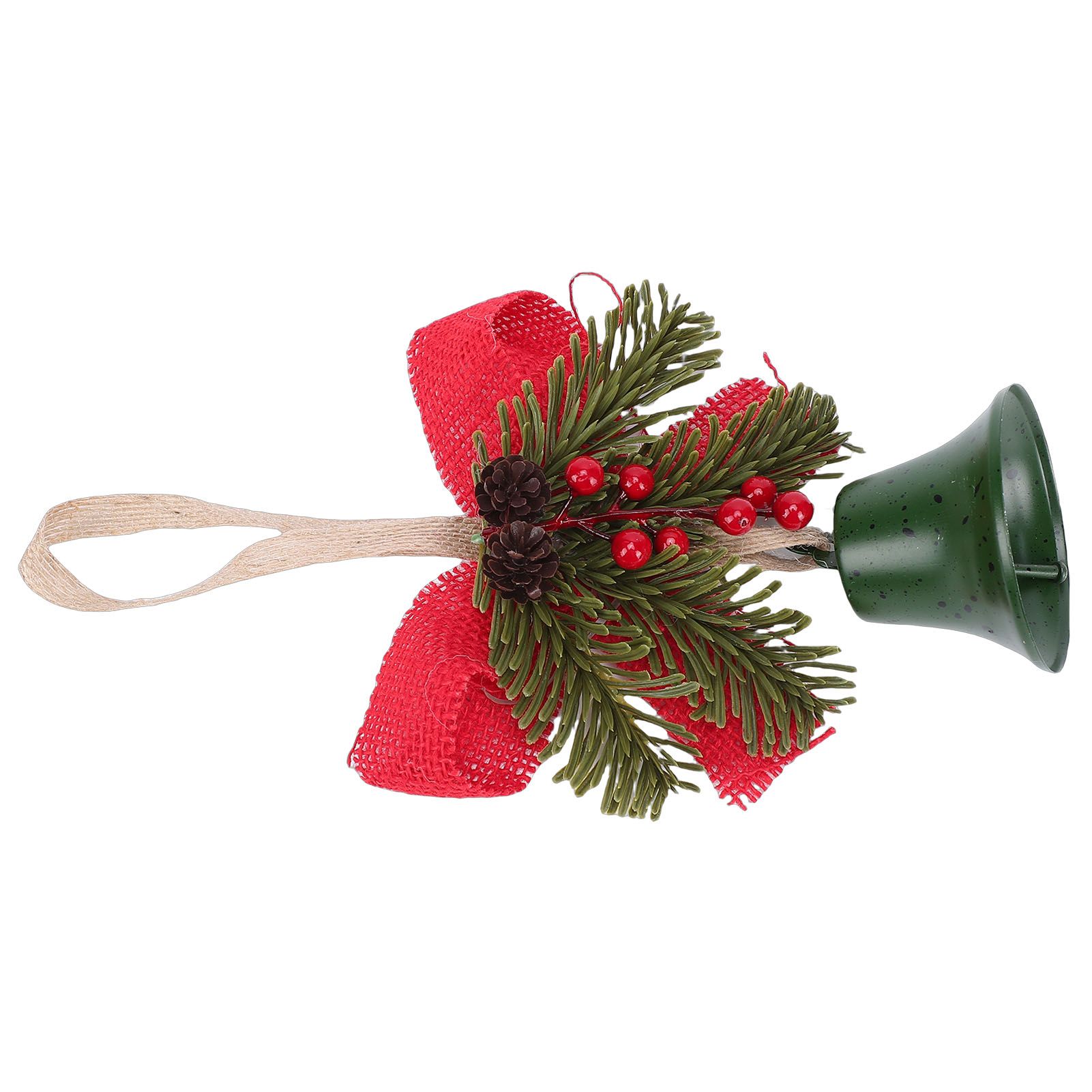 Xmas Bell Hanging Ornament Vintage Xmas Bell Decoration with Bow Pine Cone Red view 10