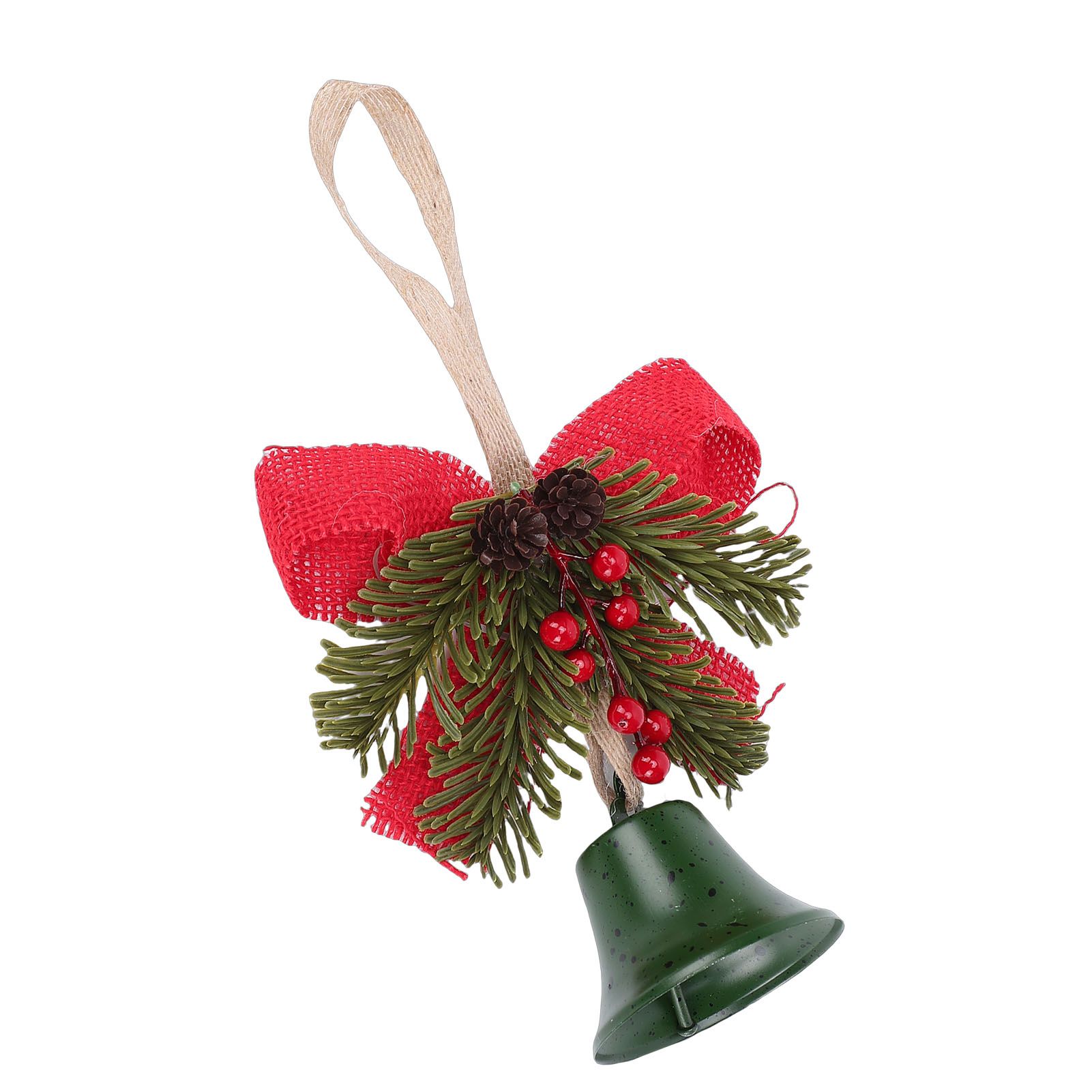 Xmas Bell Hanging Ornament Vintage Xmas Bell Decoration with Bow Pine Cone Red view 11