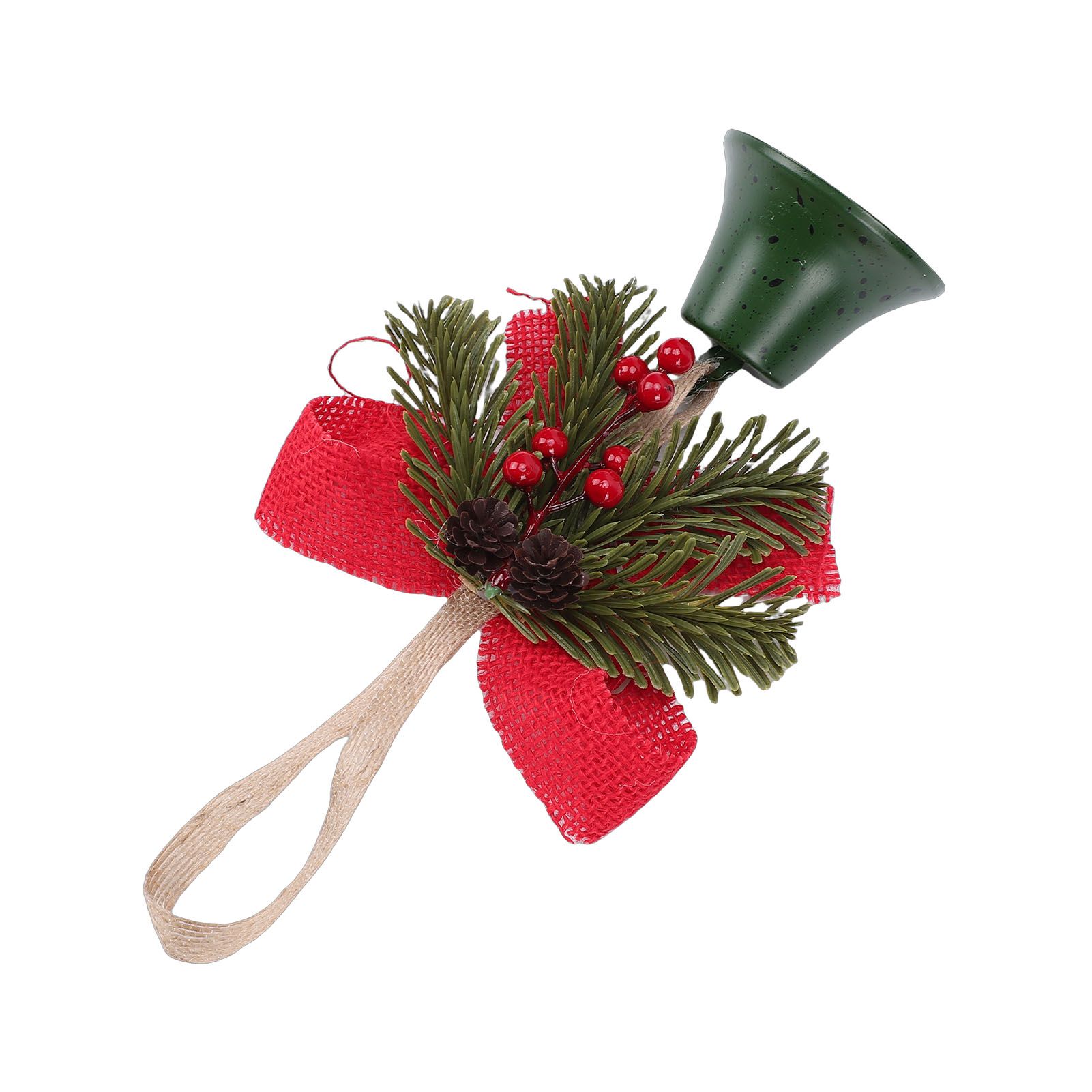 Xmas Bell Hanging Ornament Vintage Xmas Bell Decoration with Bow Pine Cone Red view 12