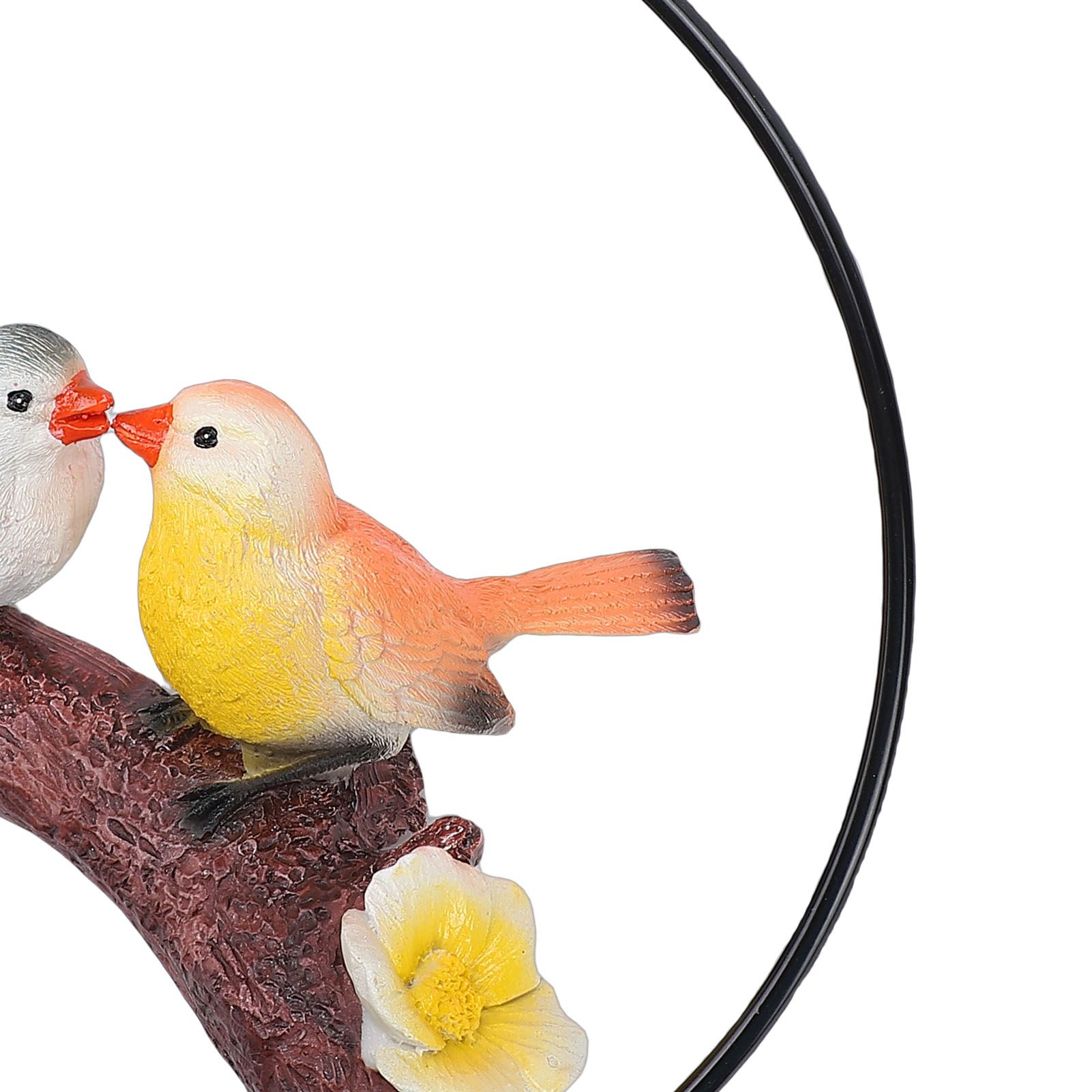 Hanging Birds Statue with Iron Ring Resin Hanging Birds Figurine Garden view 2