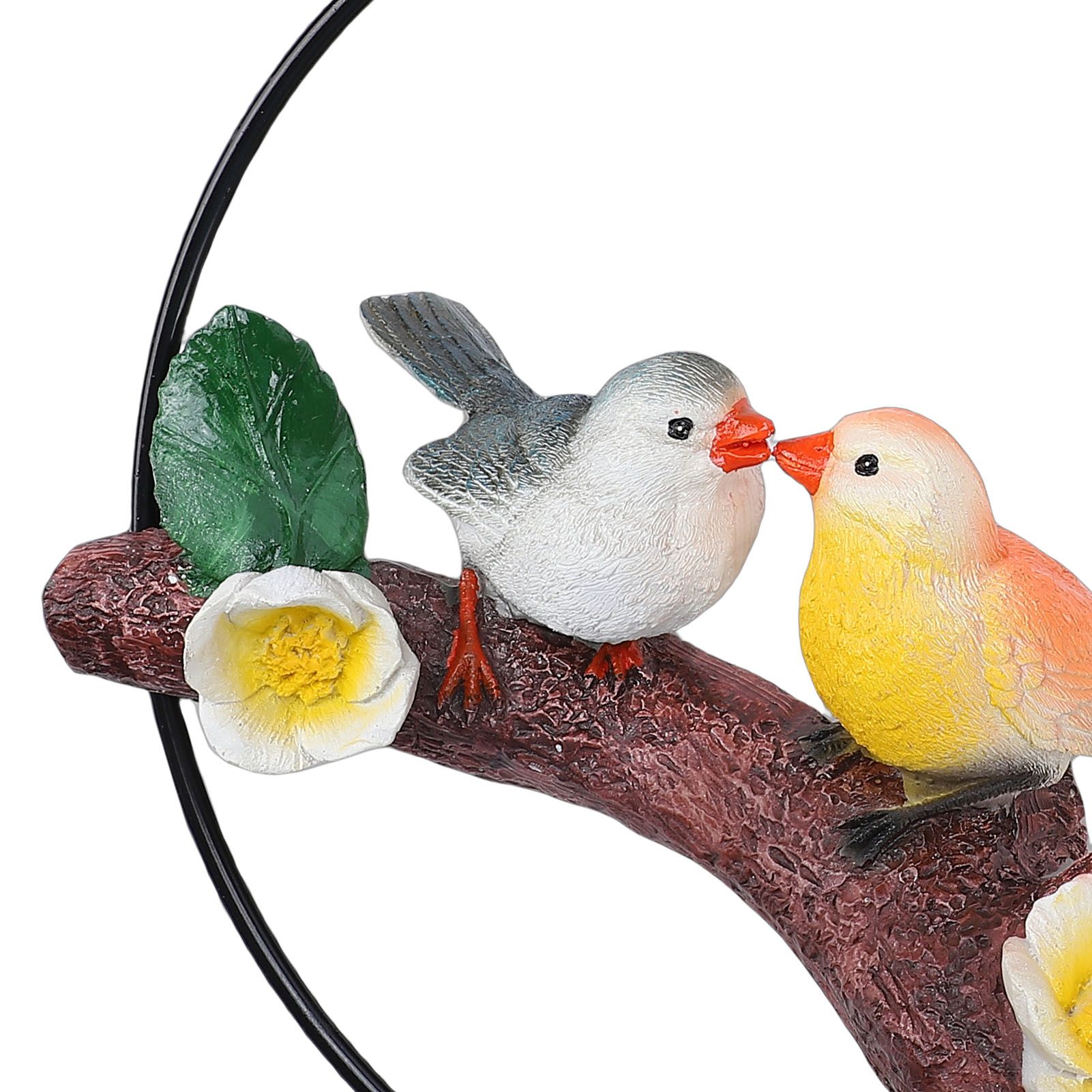 Hanging Birds Statue with Iron Ring Resin Hanging Birds Figurine Garden view 7