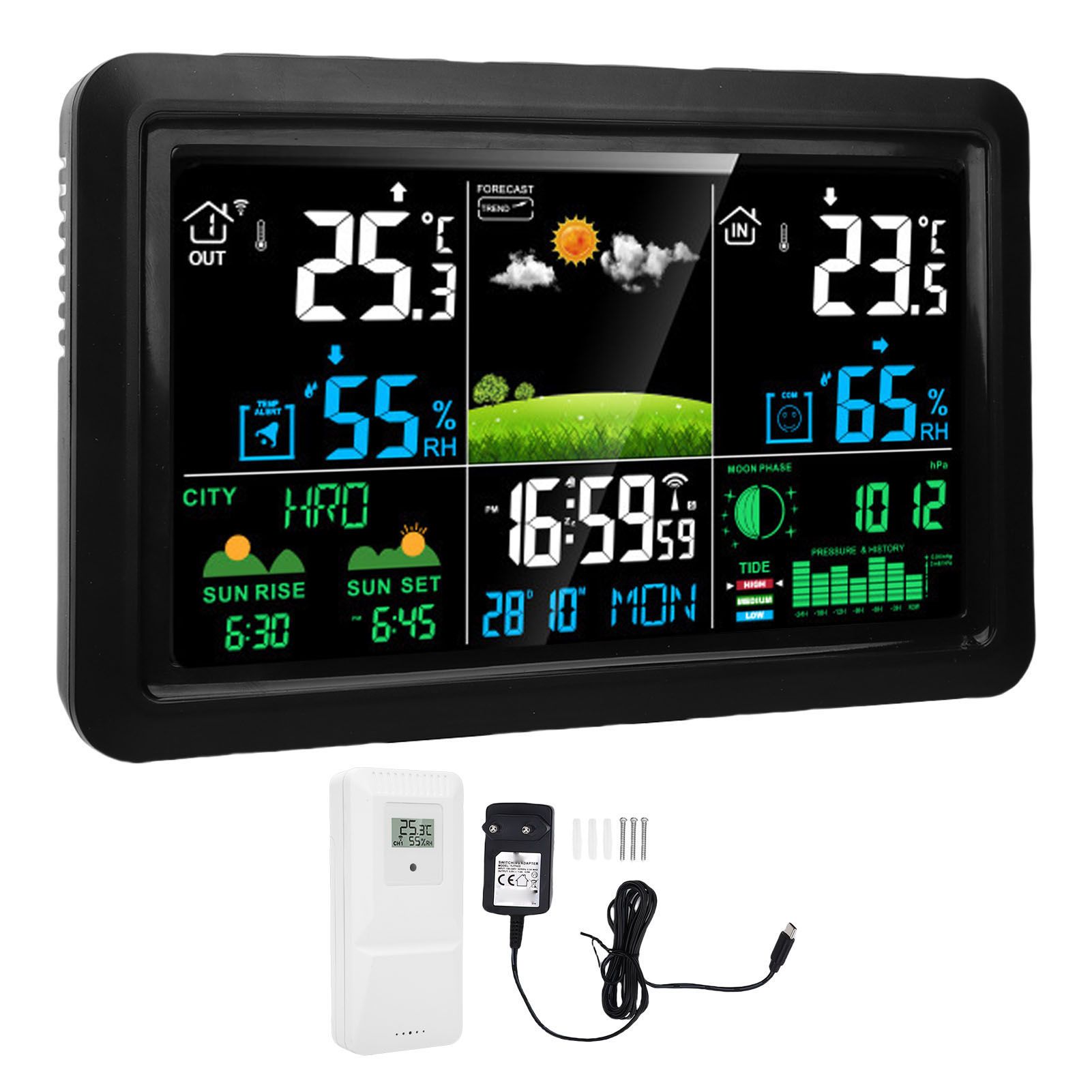 Weather Forecast Station Wireless 7.5 Inch Color Display Multi Functional view 3