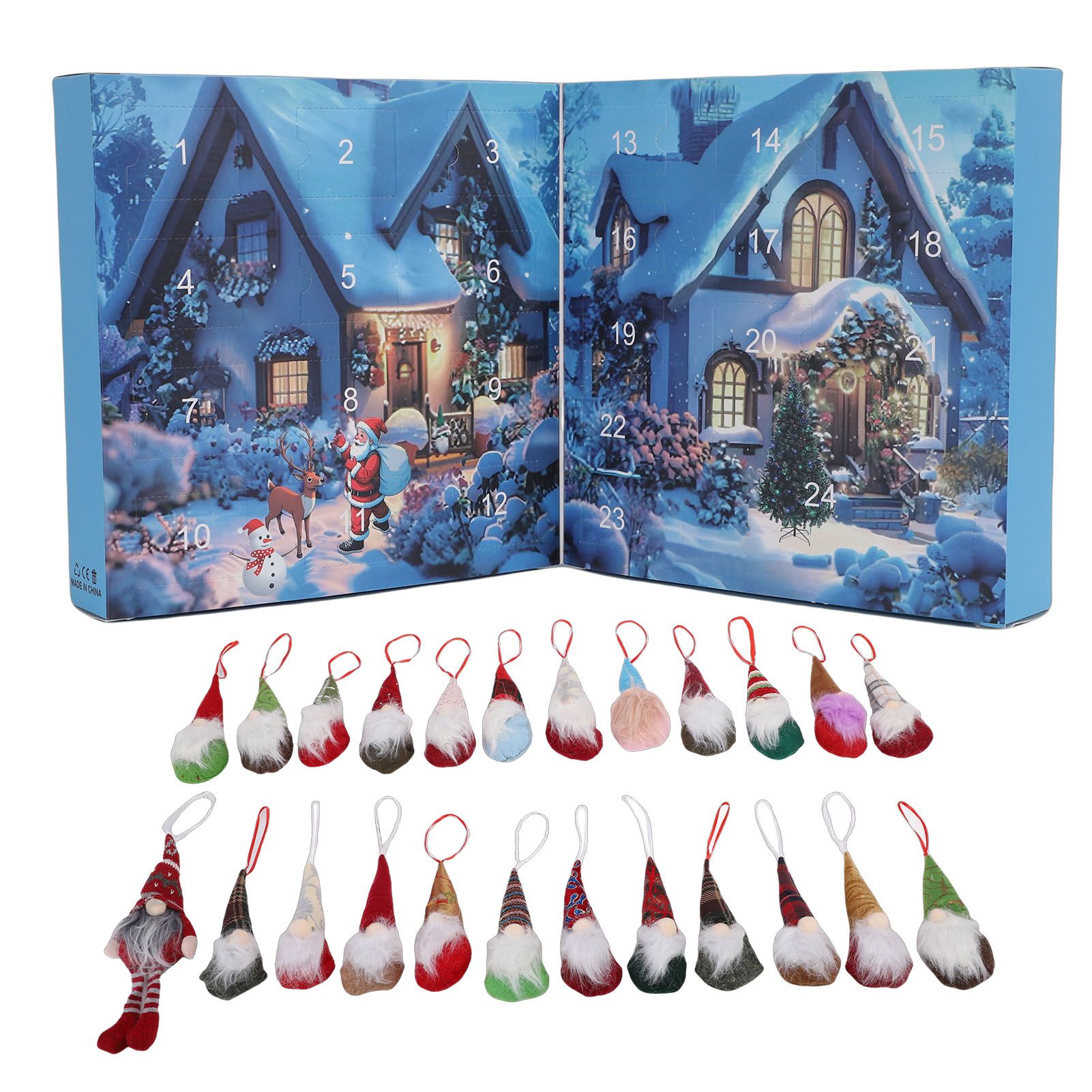 Xmas Advent Calendar with 24 Gnome Ornaments Collectible Surprise Holiday view 3