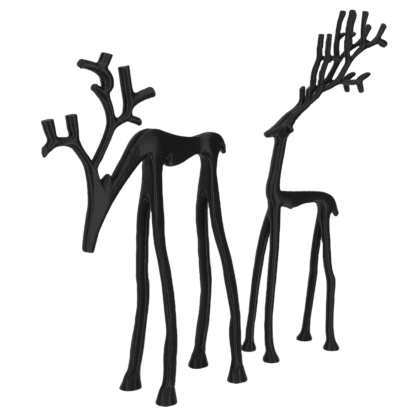 2Pcs Reindeer Decor Black PLA Statues Figurine Decoration for Mantel Living view 4