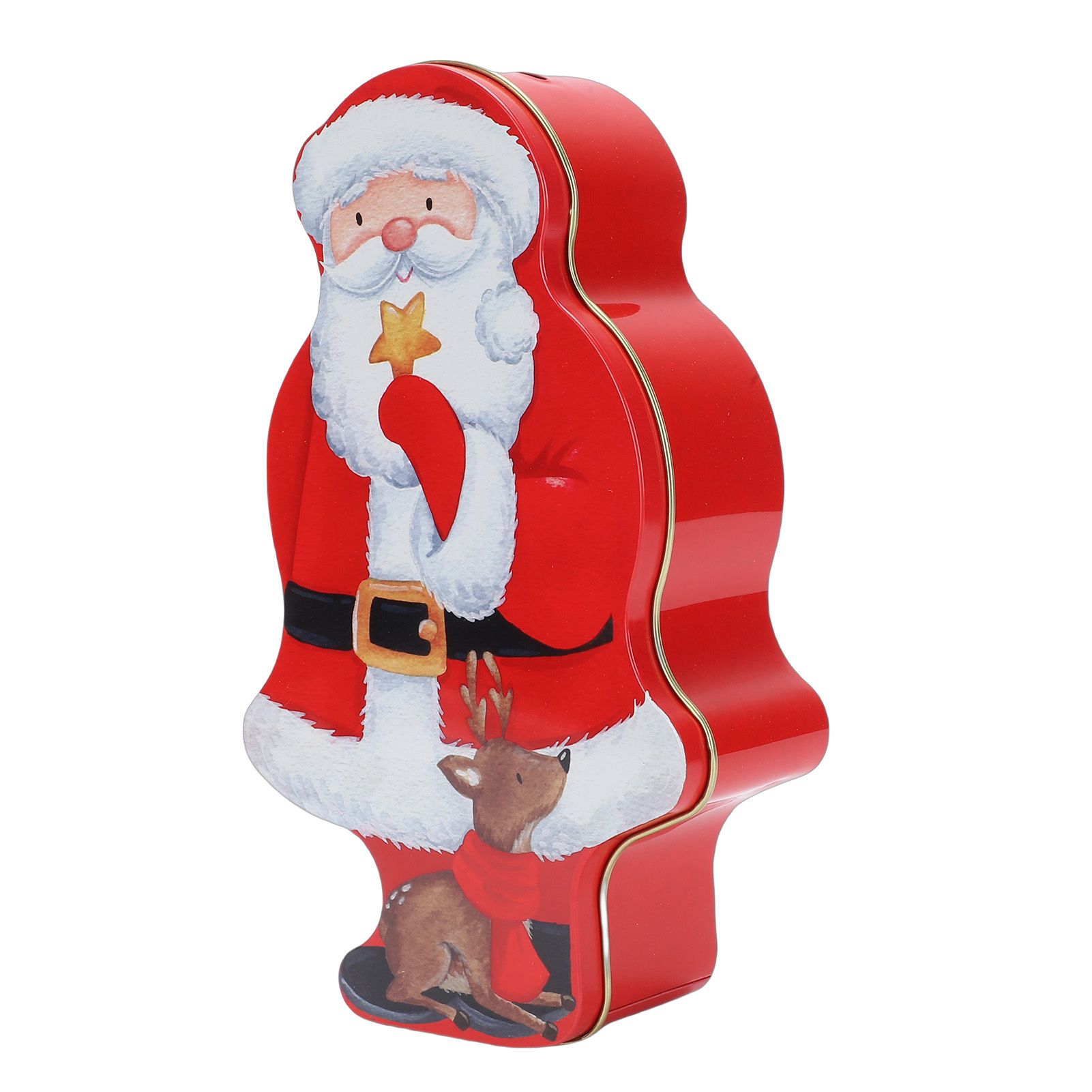 Santa Candy Tin Box Holiday Decor Tinplate Xmas Biscuits Tin Piggy Bank view 3