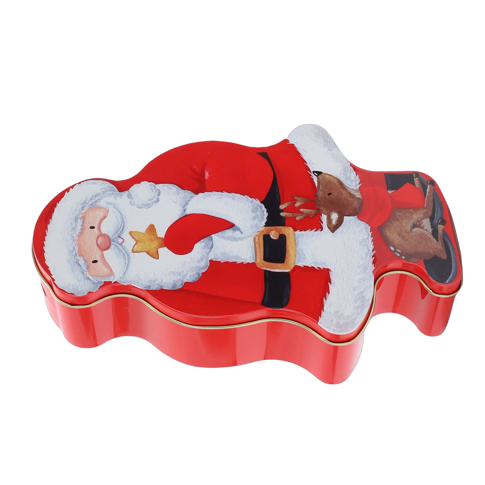 Santa Candy Tin Box Holiday Decor Tinplate Xmas Biscuits Tin Piggy Bank view 4