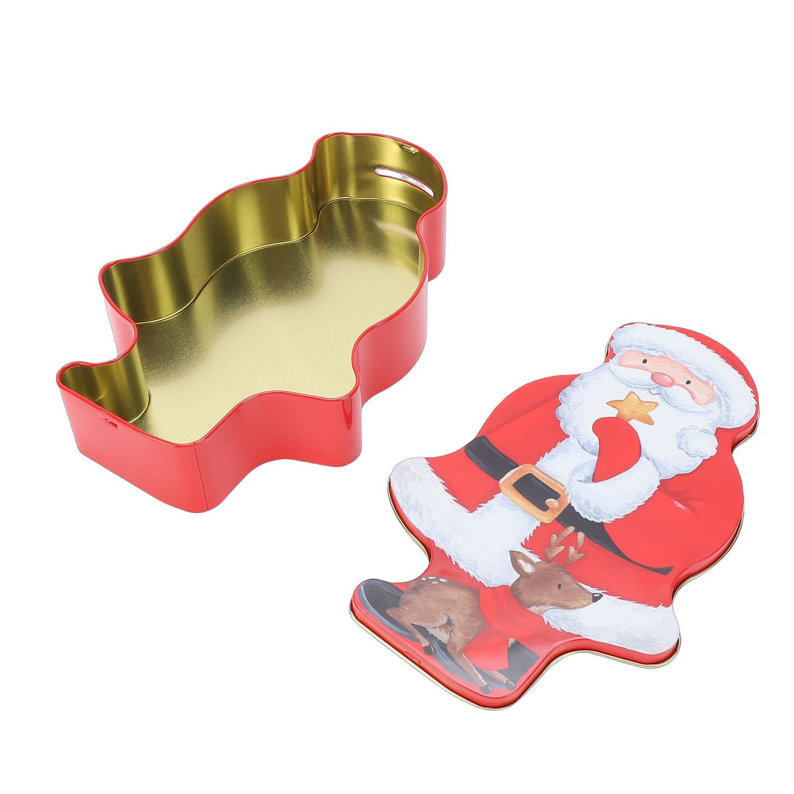 Santa Candy Tin Box Holiday Decor Tinplate Xmas Biscuits Tin Piggy Bank view 8