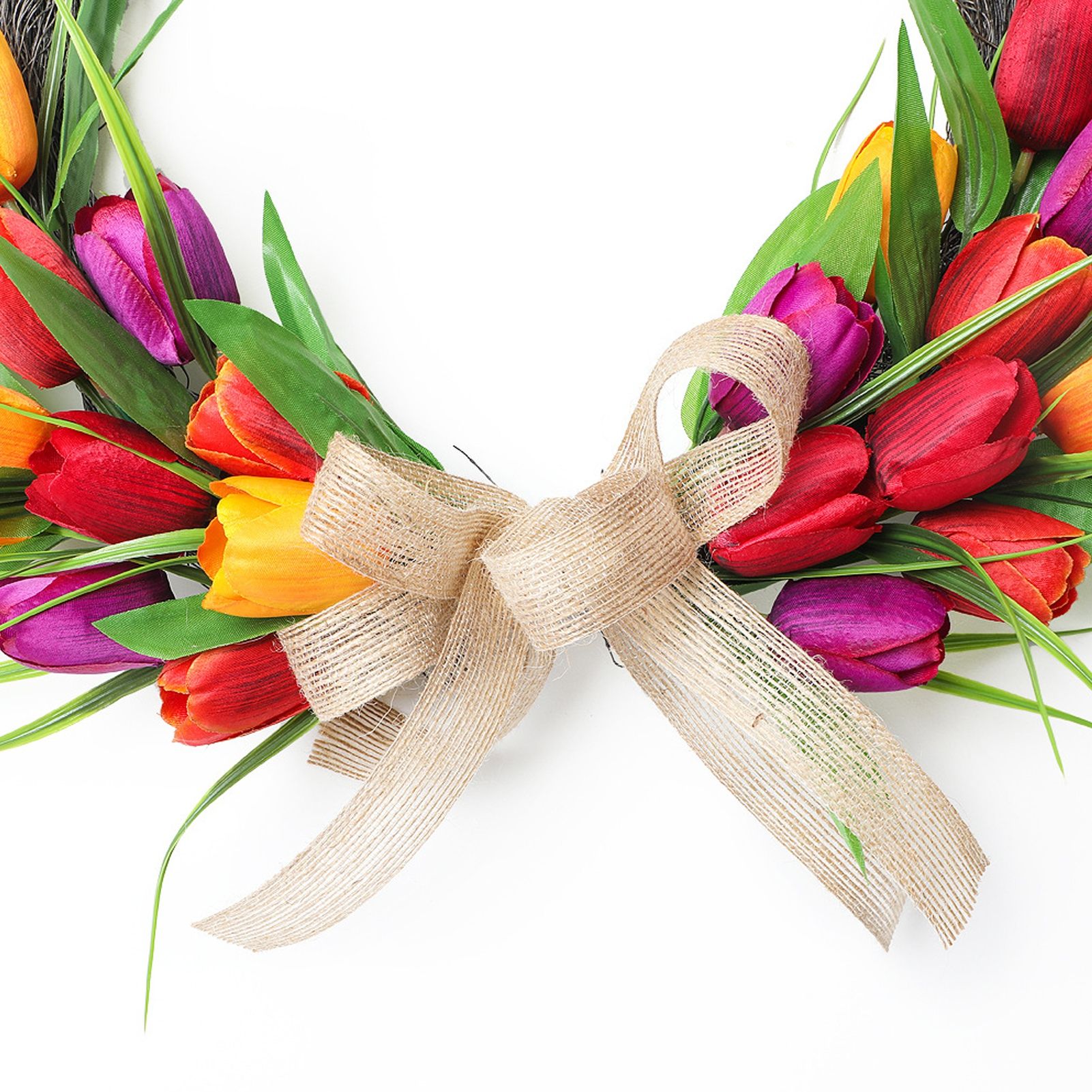 Artificial Flower Wreath 40cm Spring Summer Wreath Front Door Decoration for view 2