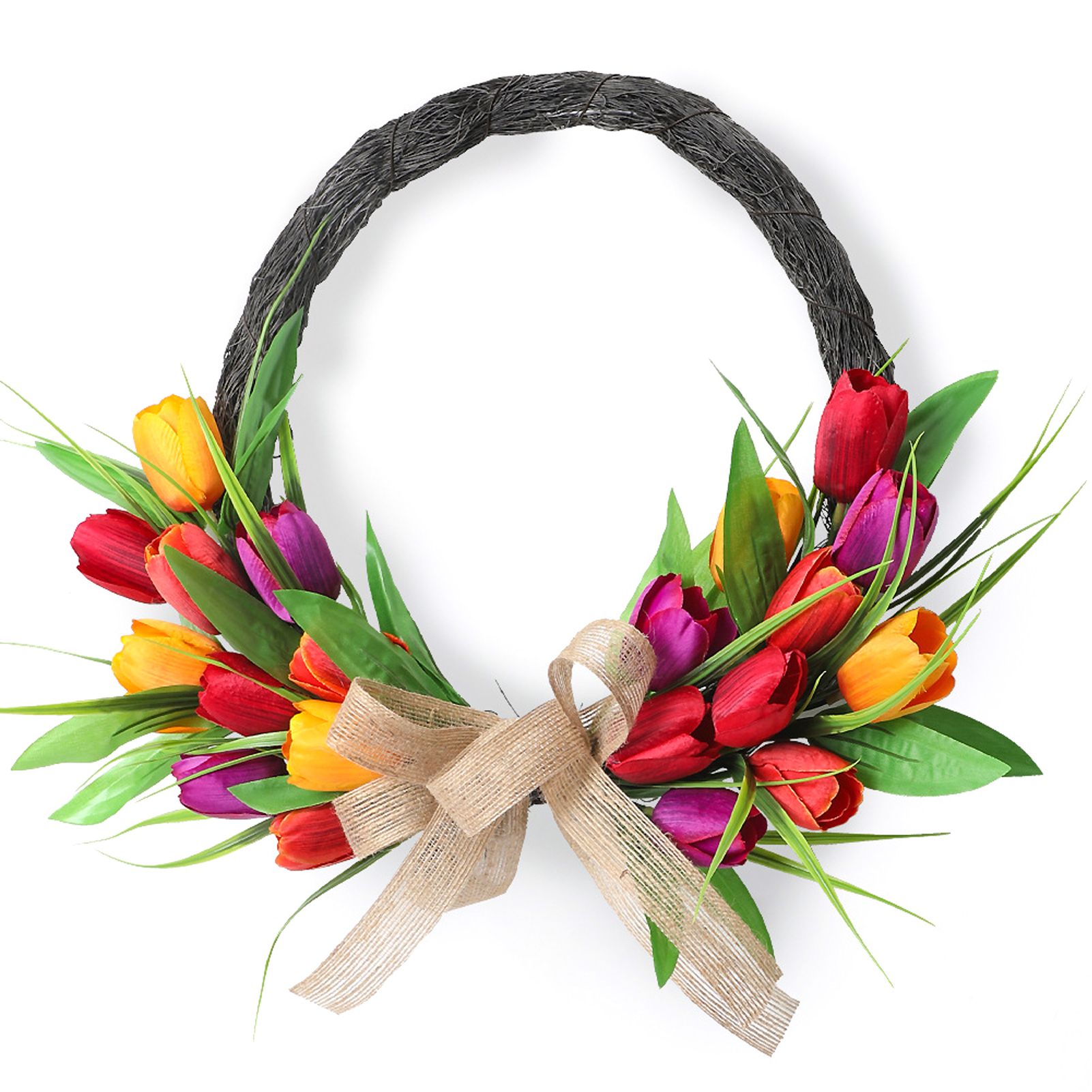Artificial Flower Wreath 40cm Spring Summer Wreath Front Door Decoration for view 3