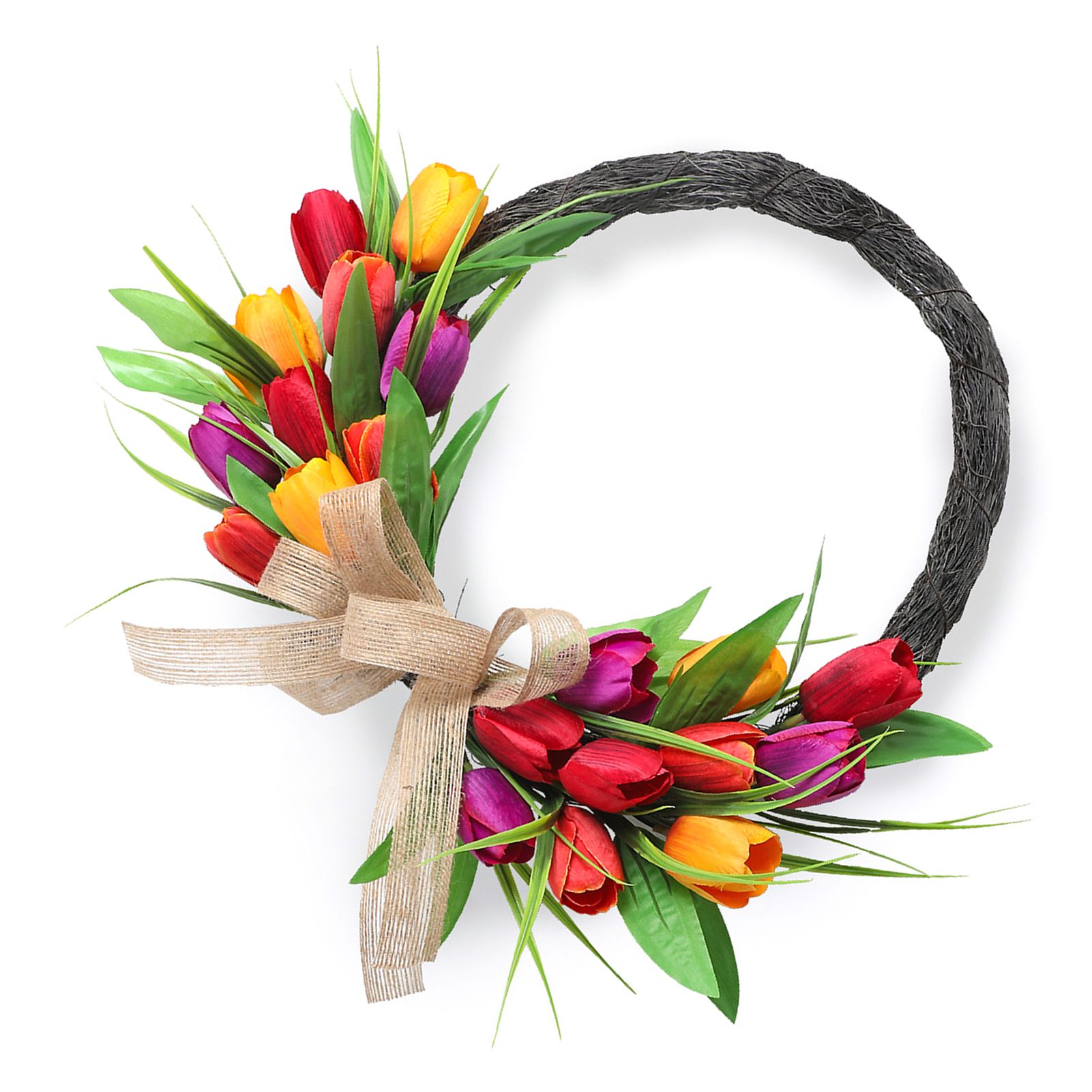 Artificial Flower Wreath 40cm Spring Summer Wreath Front Door Decoration for view 4