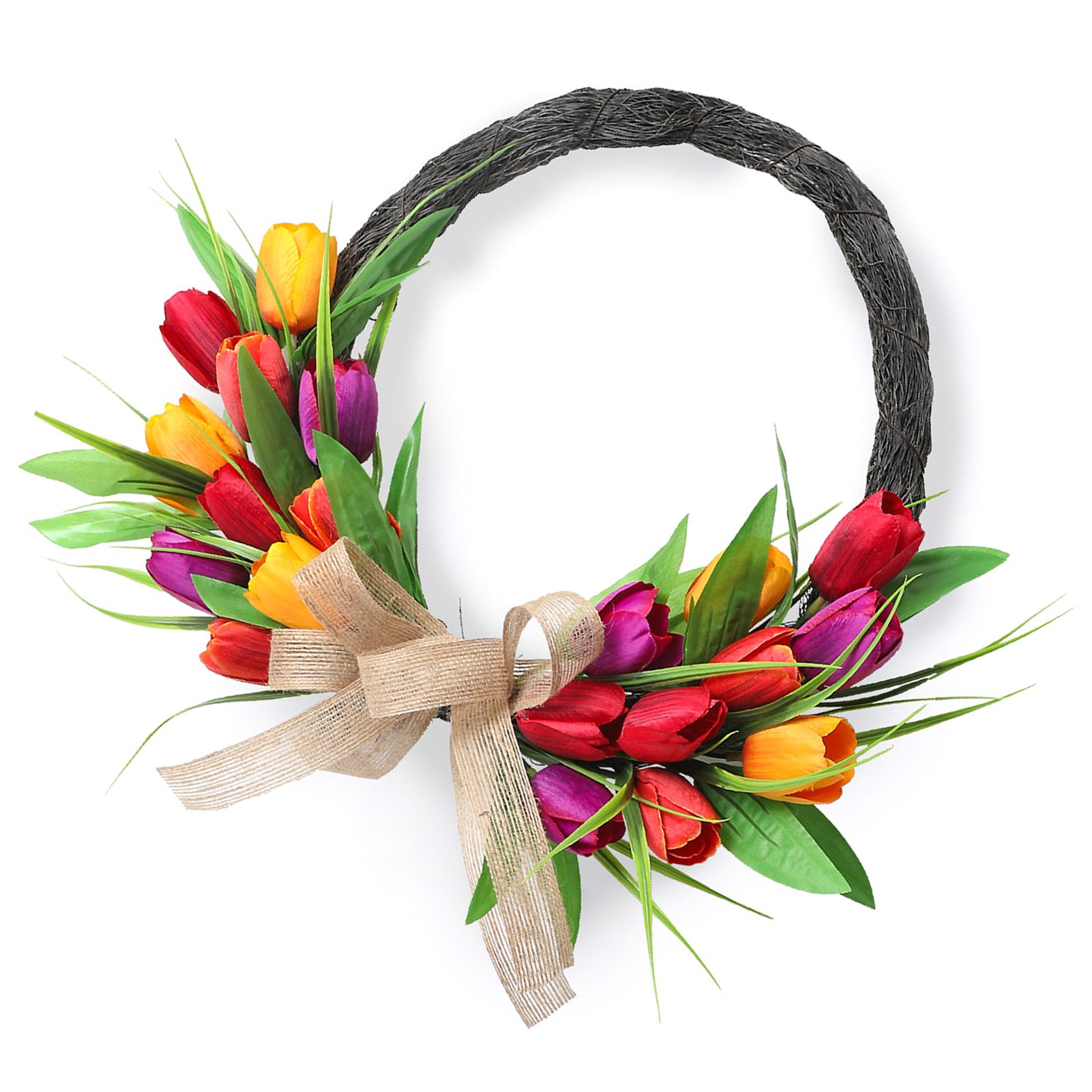 Artificial Flower Wreath 40cm Spring Summer Wreath Front Door Decoration for view 6