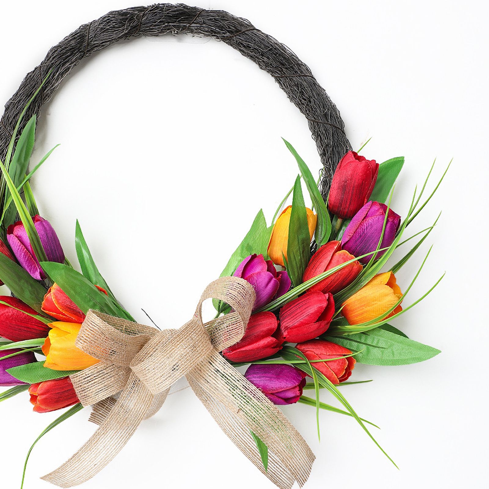 Artificial Flower Wreath 40cm Spring Summer Wreath Front Door Decoration for view 7